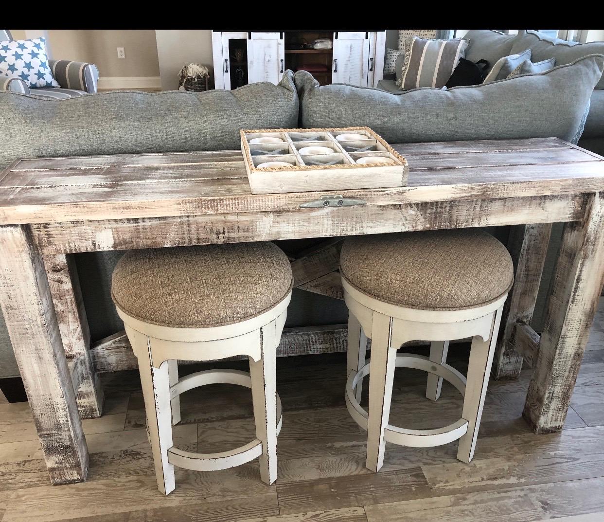 Custom Farmhouse Console Table, Barn Door Finish