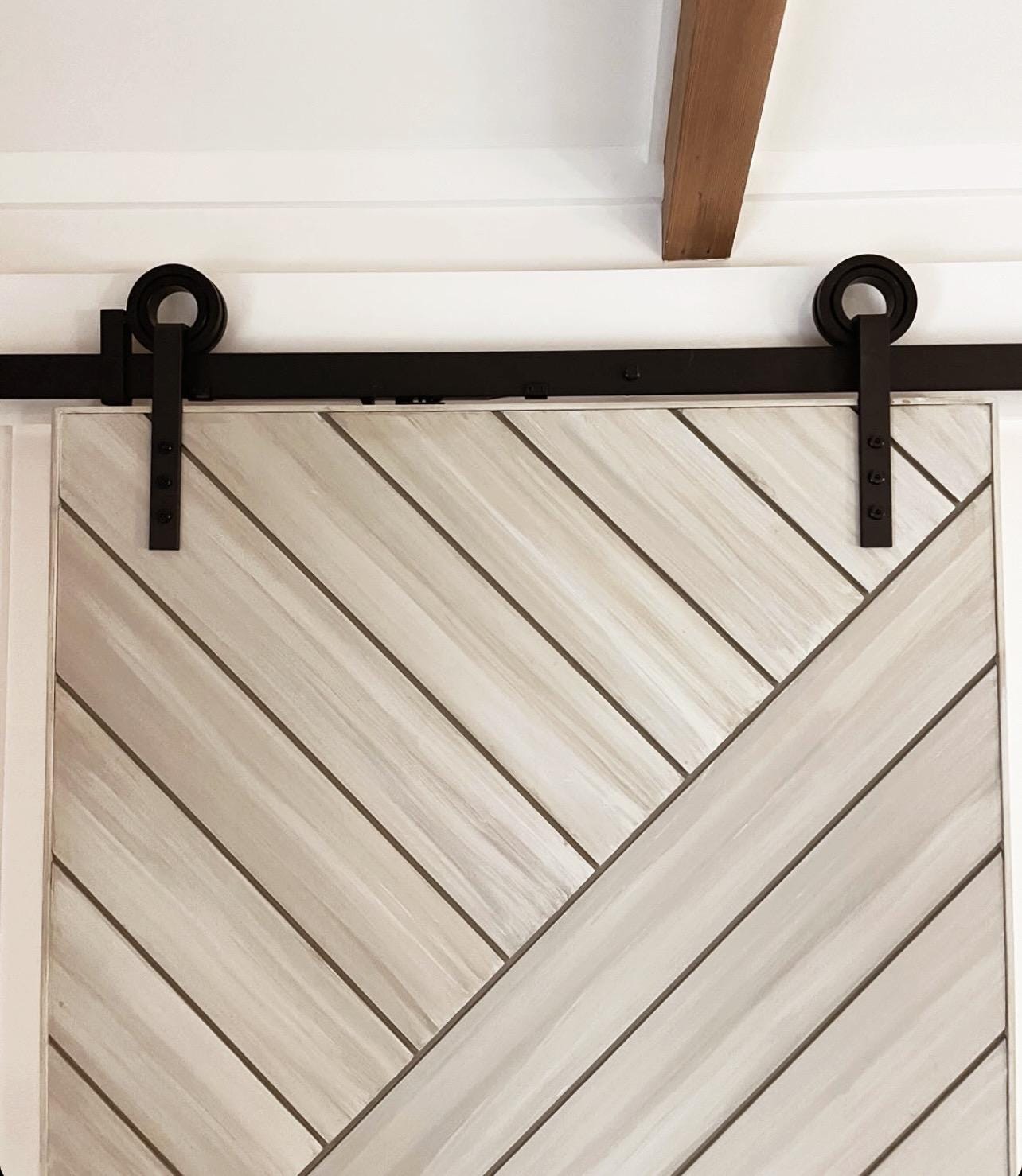 Custom Chevron Arrow Barn Door, Layered Paint Finish