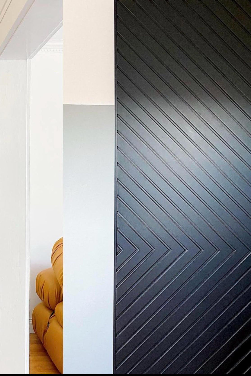 Custom Modern Chevron Barn Door, White Painted Arrow Design