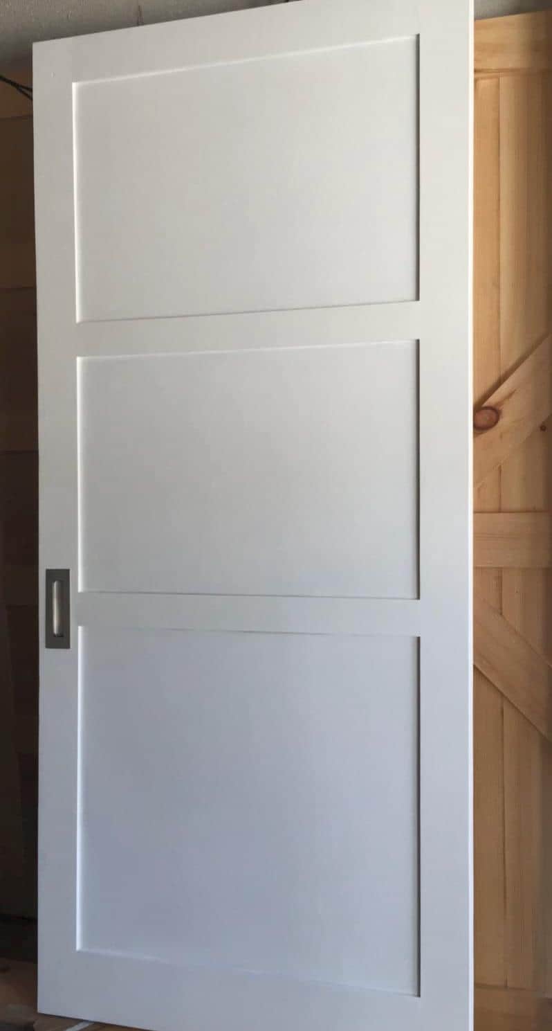 White Three Panel Sliding Barn Door