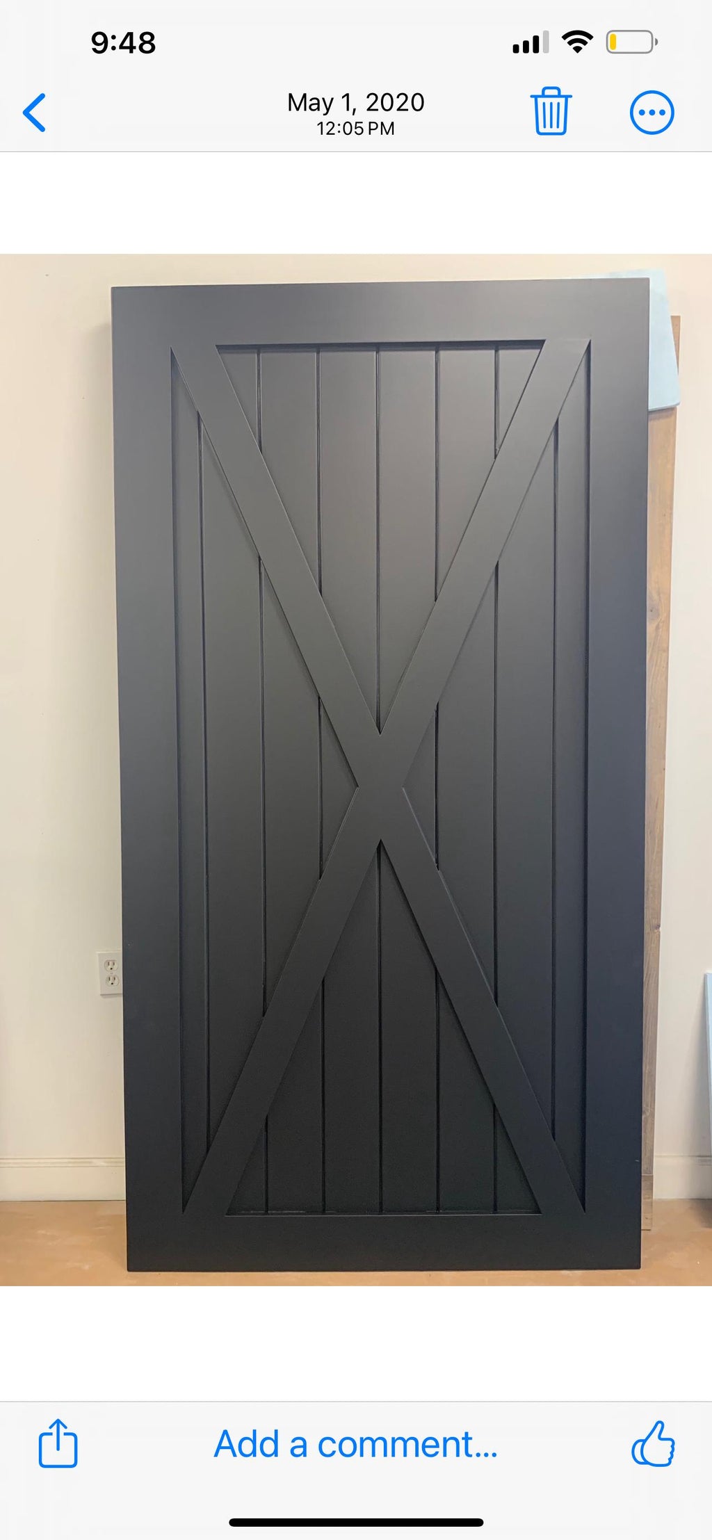 Custom Full X Barn Door, Black Painted Finish