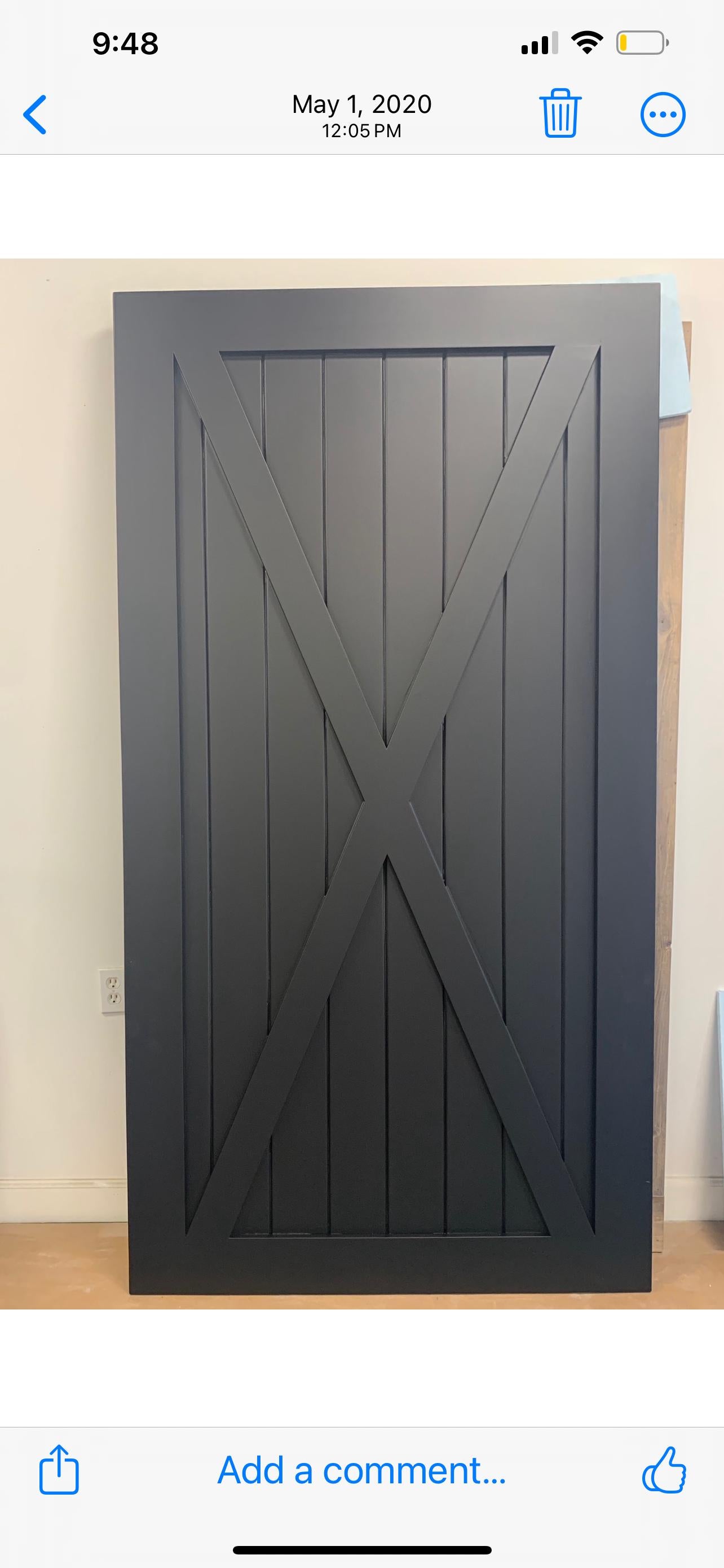 Custom Full X Barn Door, Black Painted Finish
