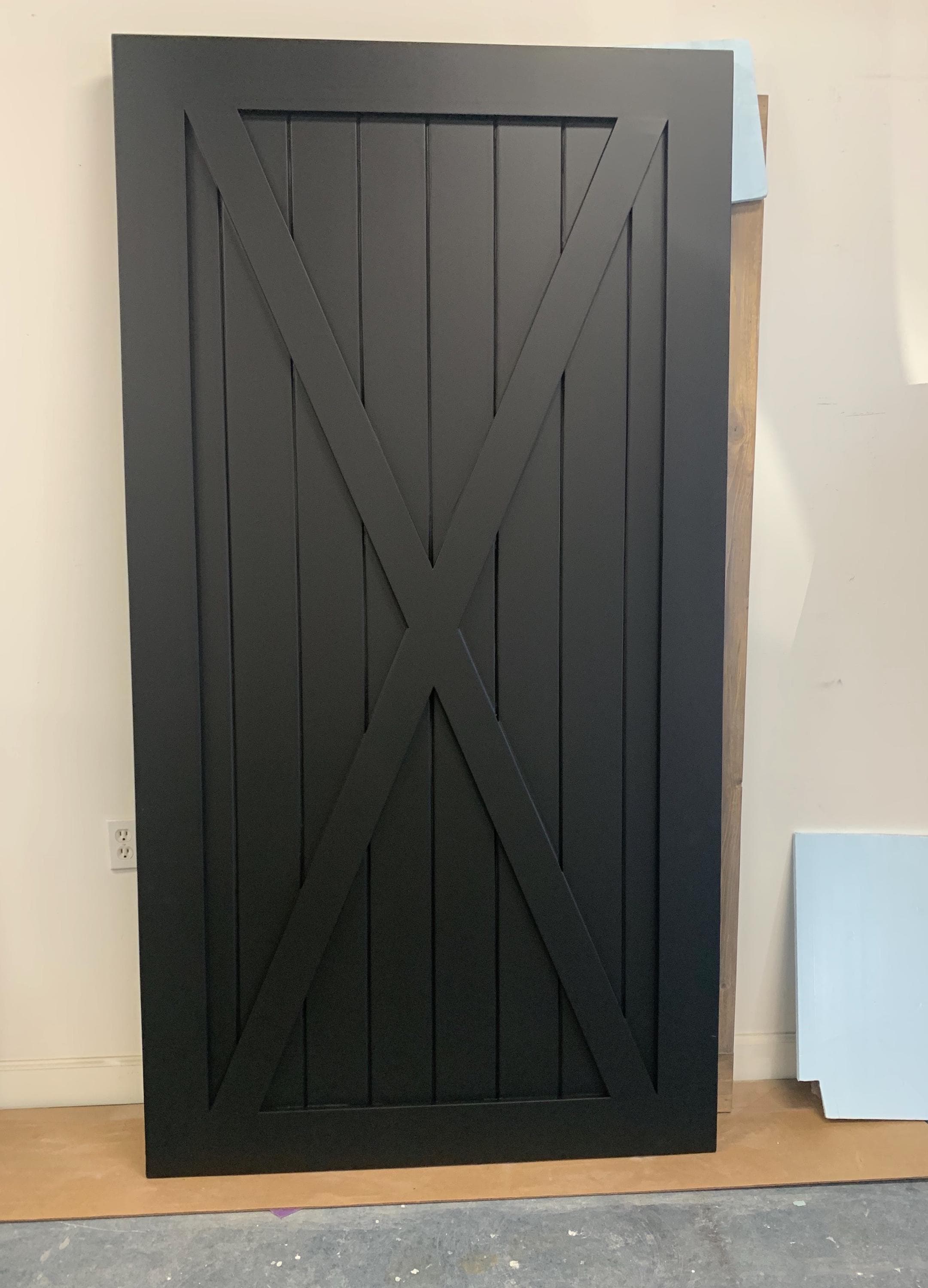 Custom Full X Barn Door, Black Painted Finish