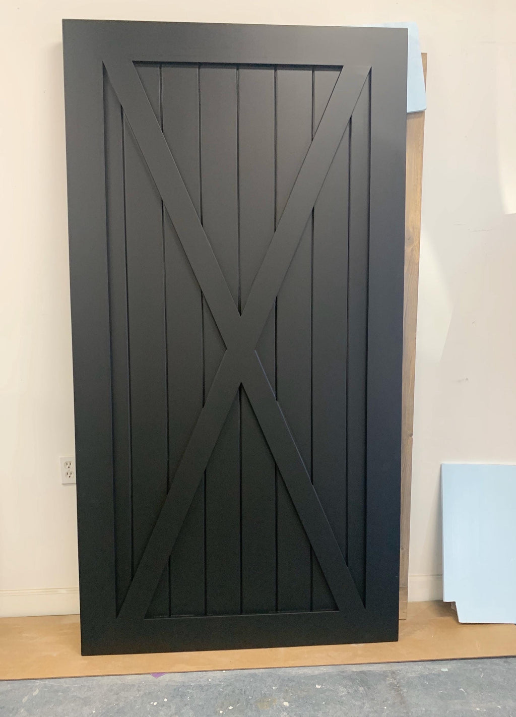 Custom Full X Barn Door, Black Painted Finish