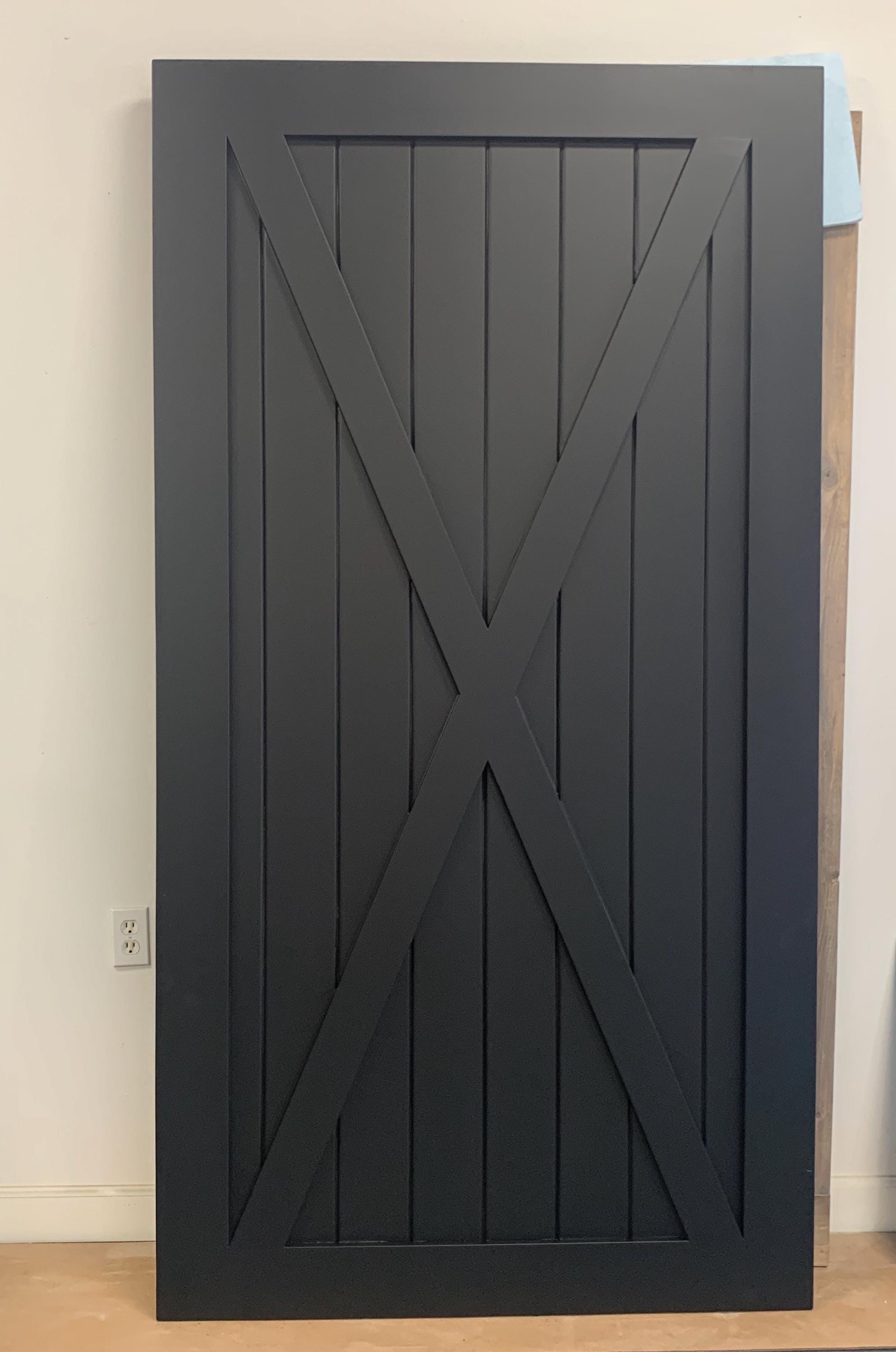 Custom Full X Barn Door, Black Painted Finish