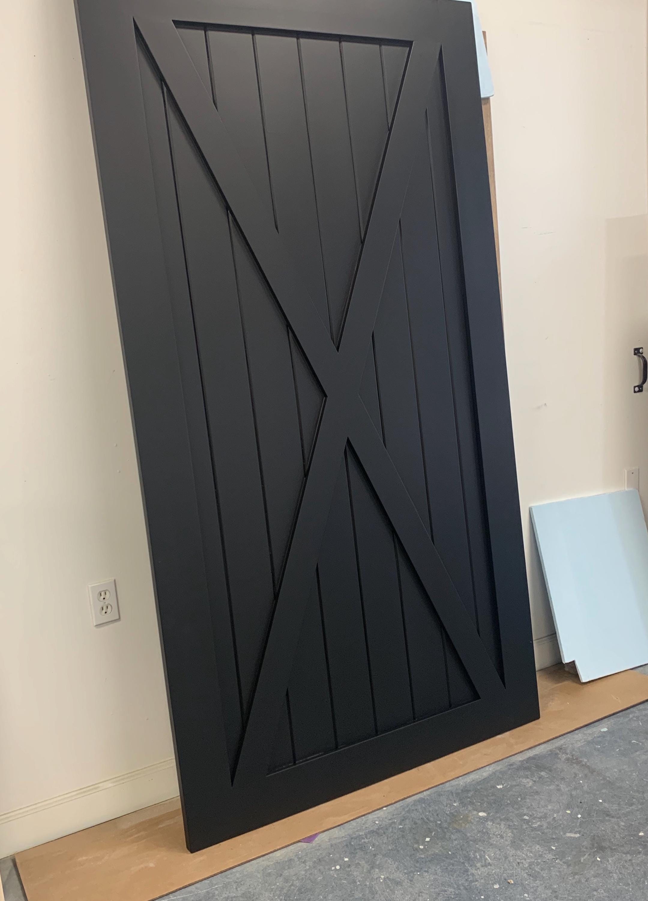 Custom Full X Barn Door, Black Painted Finish