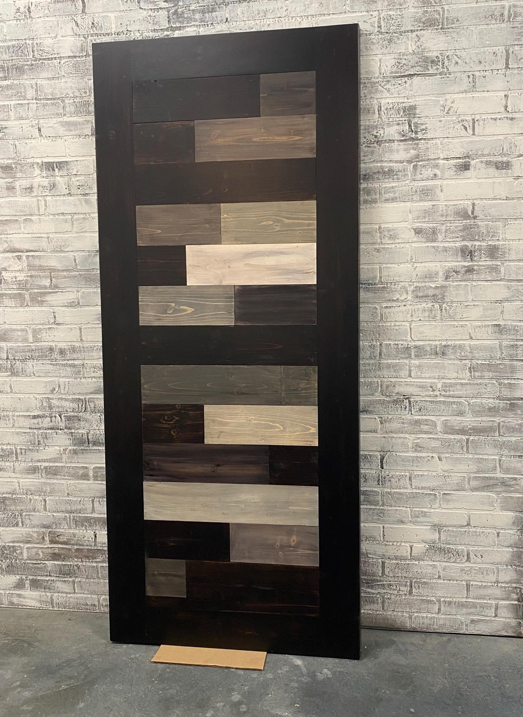 Horizontal Plank Staggered Multi Stain Barn Door