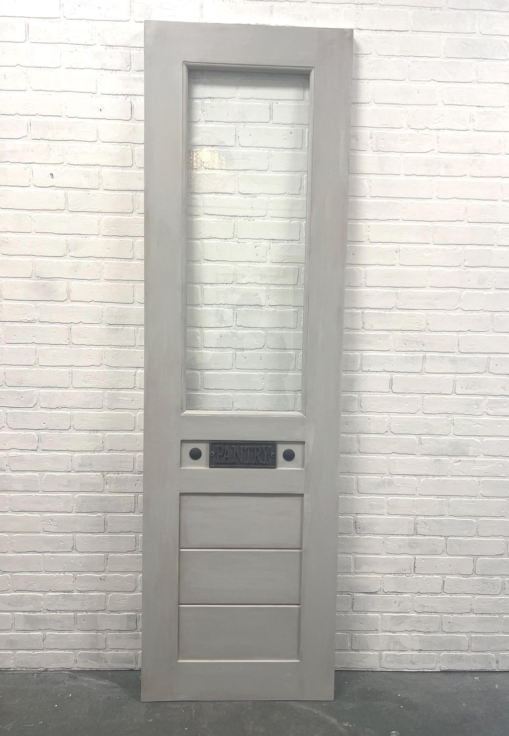 Custom Solid Wood Glass Pantry Door, Antique Design