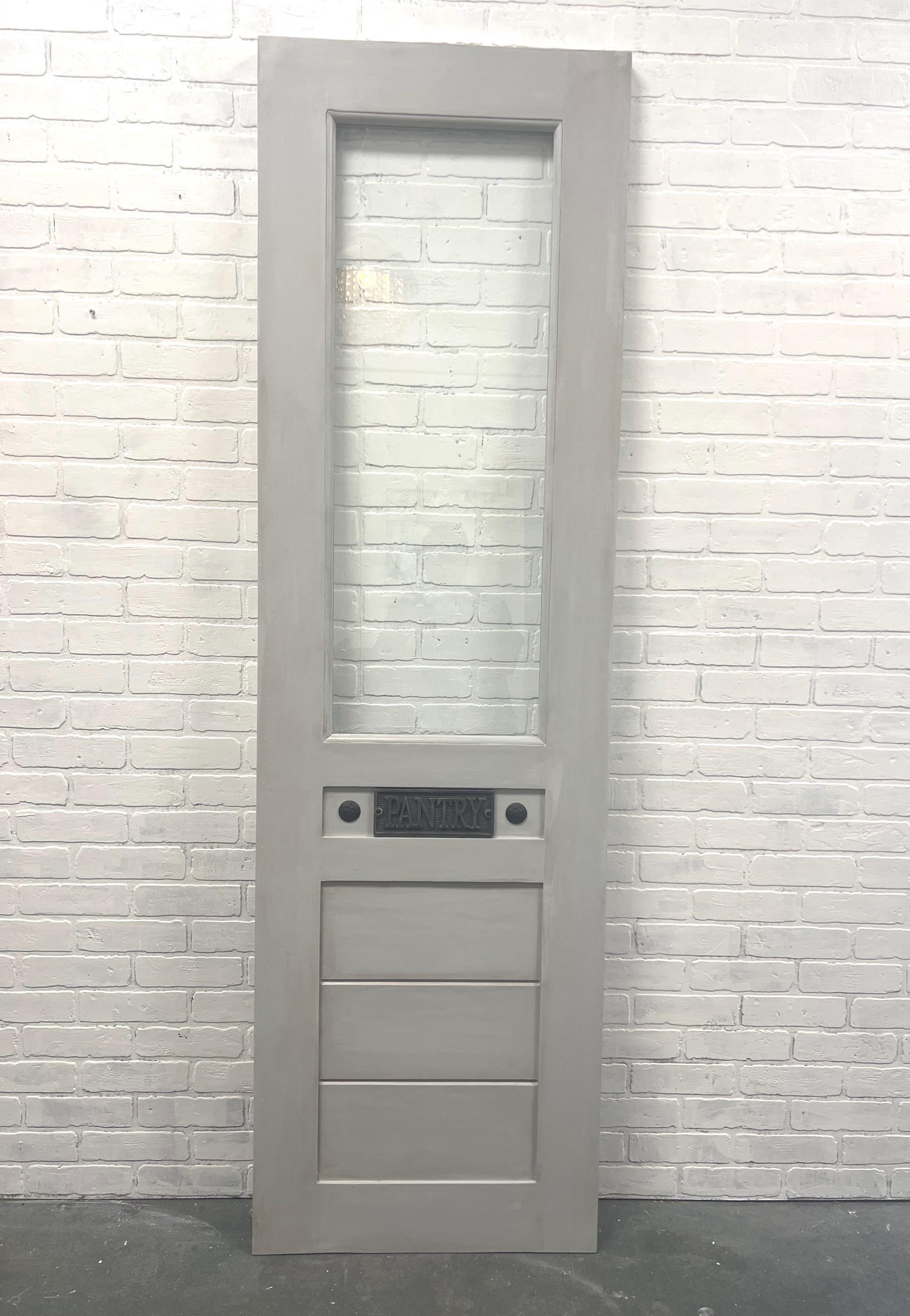 Custom Solid Wood Glass Pantry Door, Antique Design