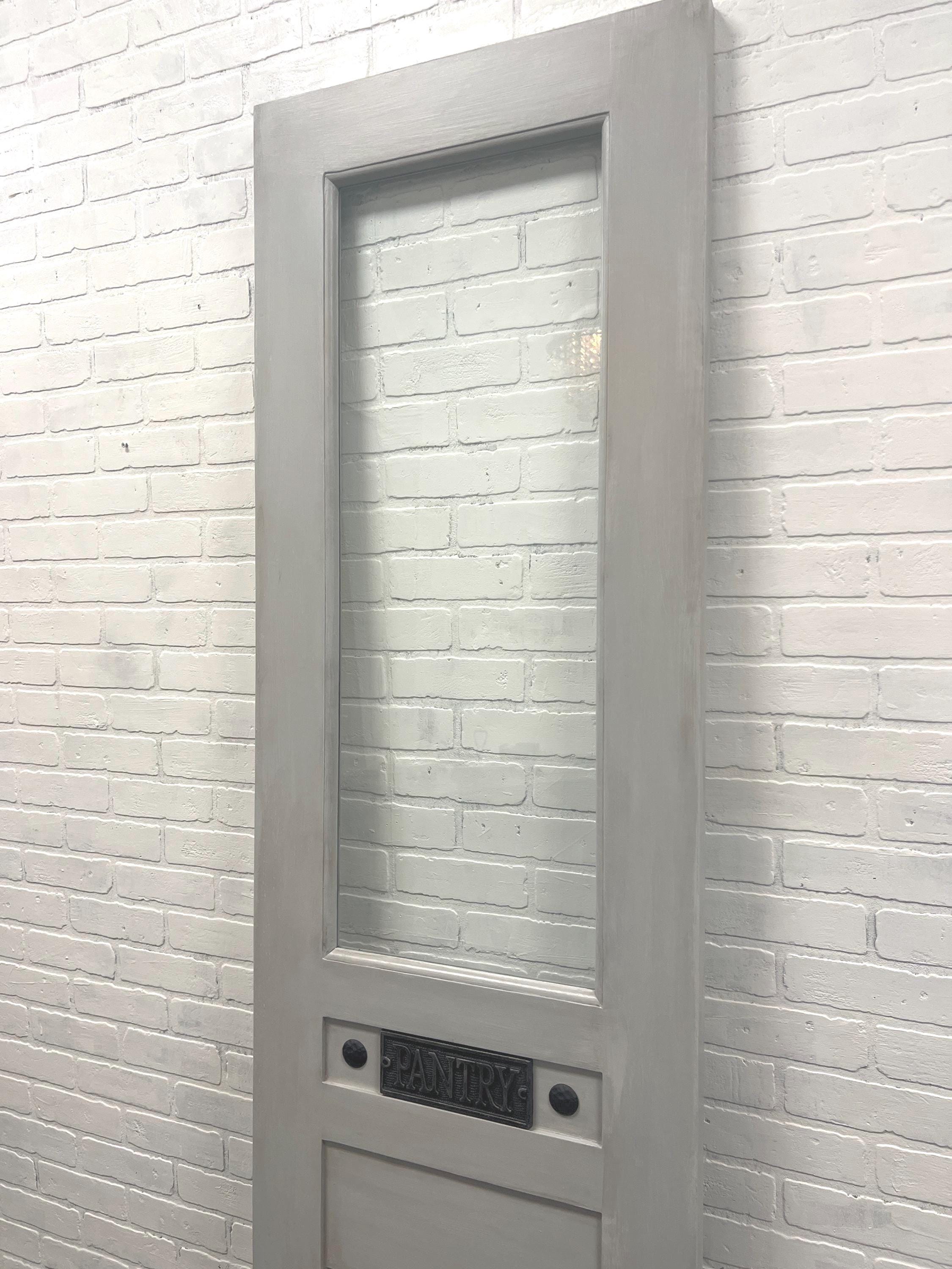 Custom Solid Wood Glass Pantry Door, Antique Design