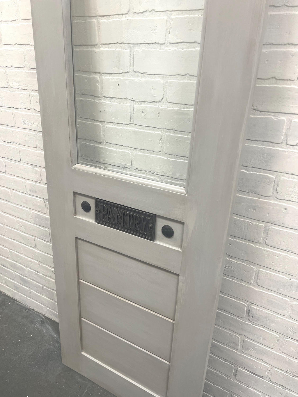 Custom Solid Wood Glass Pantry Door, Antique Design