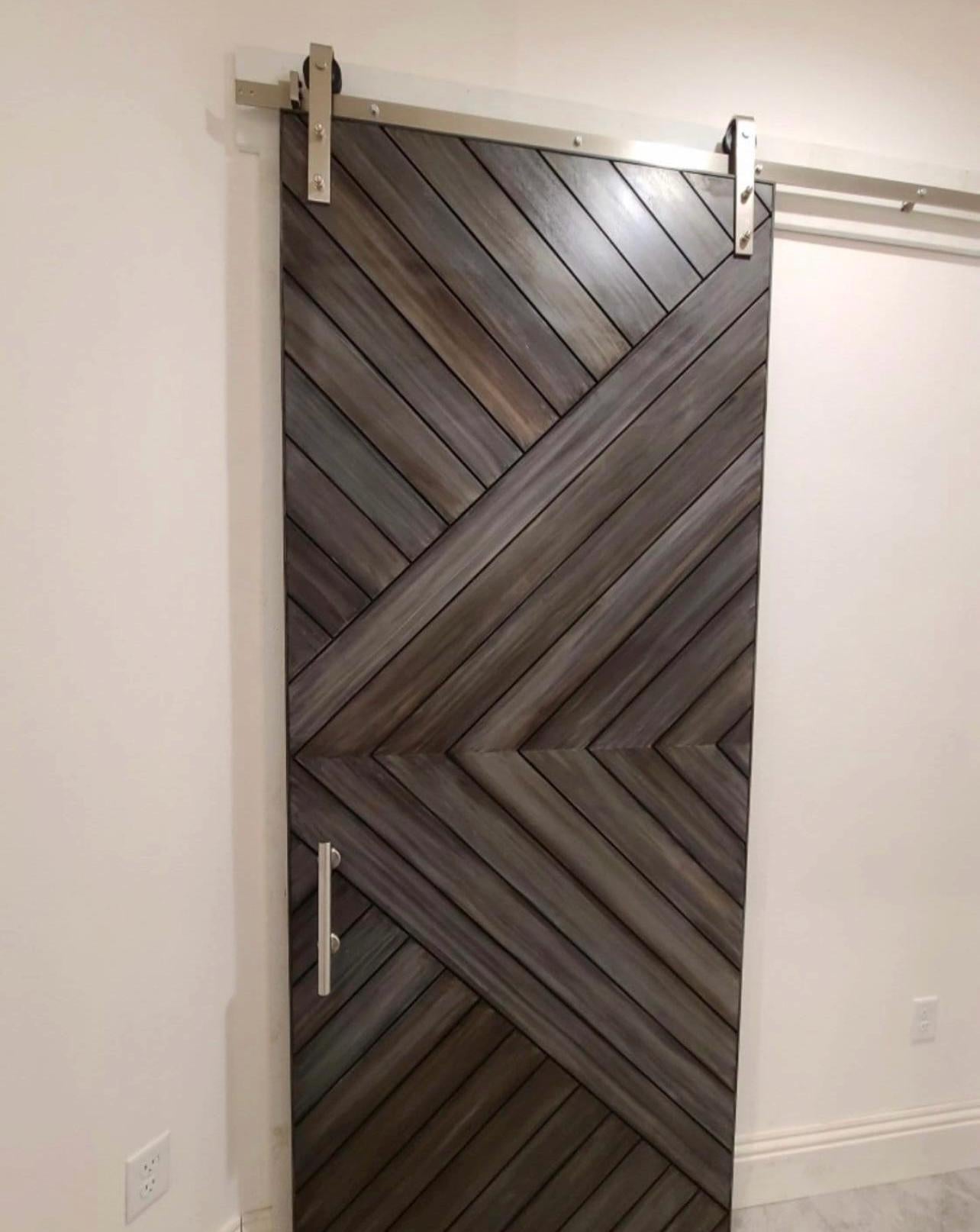 Chevron Barn Door, Modern Aztec Design, Custom Stain Finish