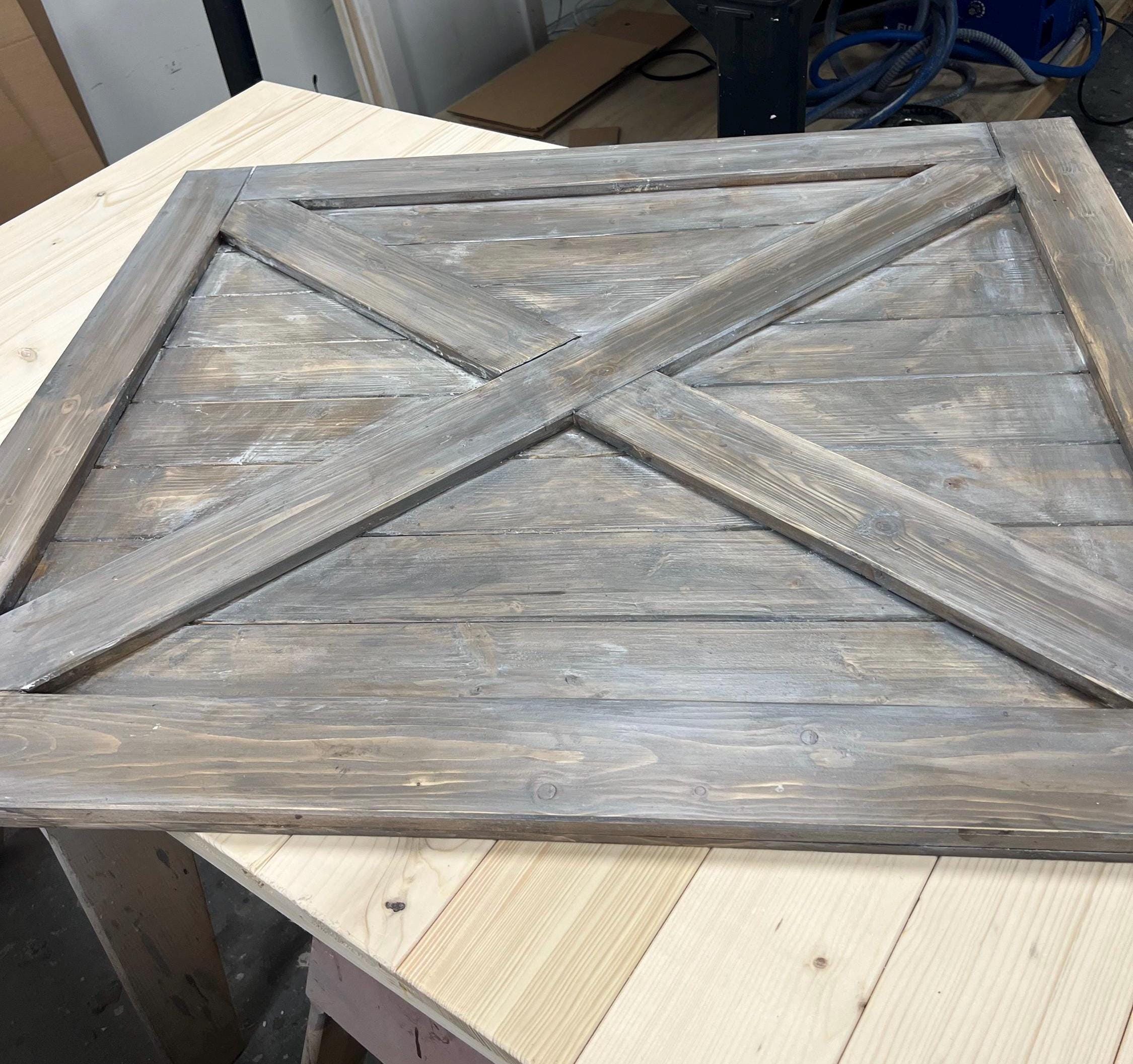 Custom Farmhouse Bottom X Sliding Barn Door, Dark Gray