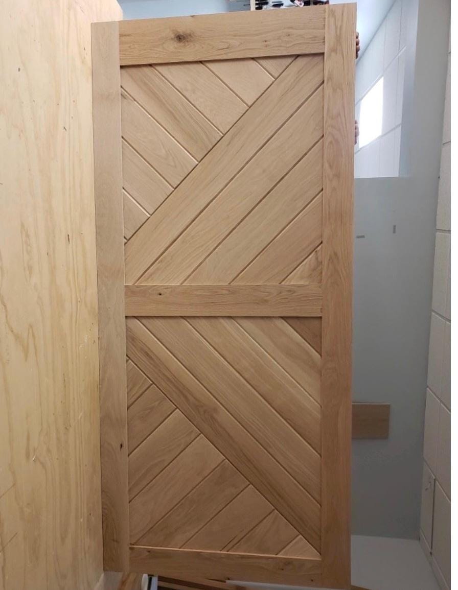 Custom Chevron White Oak Barn Door