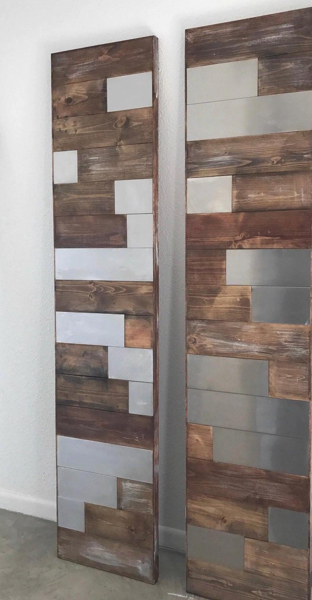 Horizontal Staggered Plank Wood and Metal Barn Door