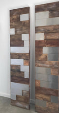 Horizontal Staggered Plank Wood and Metal Barn Door