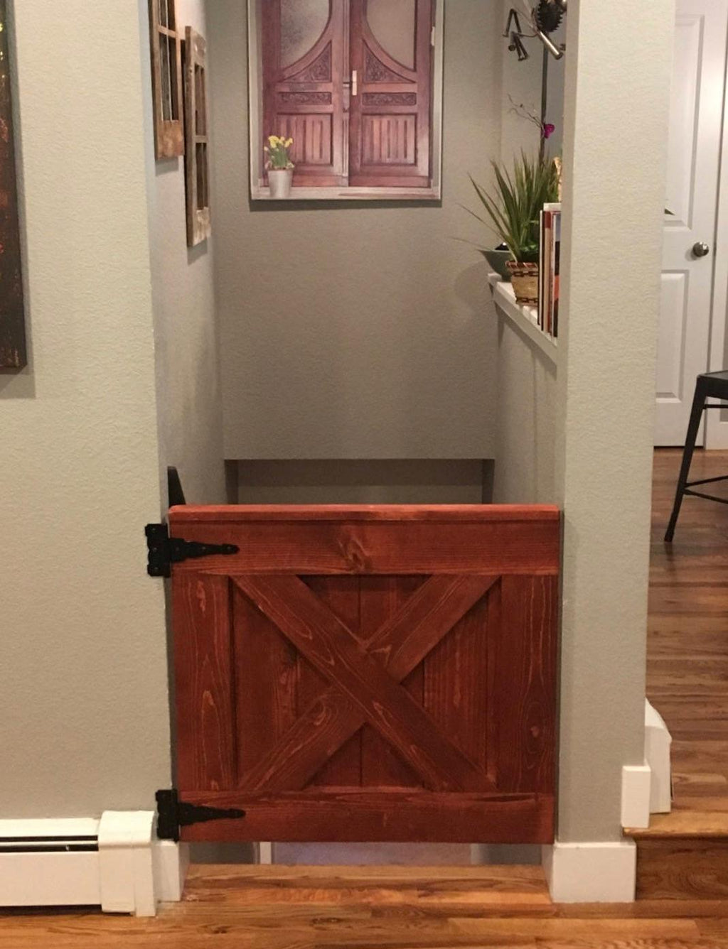 Custom Barn Door Baby Gate, Rustic Puppy Gate, Stained Wood