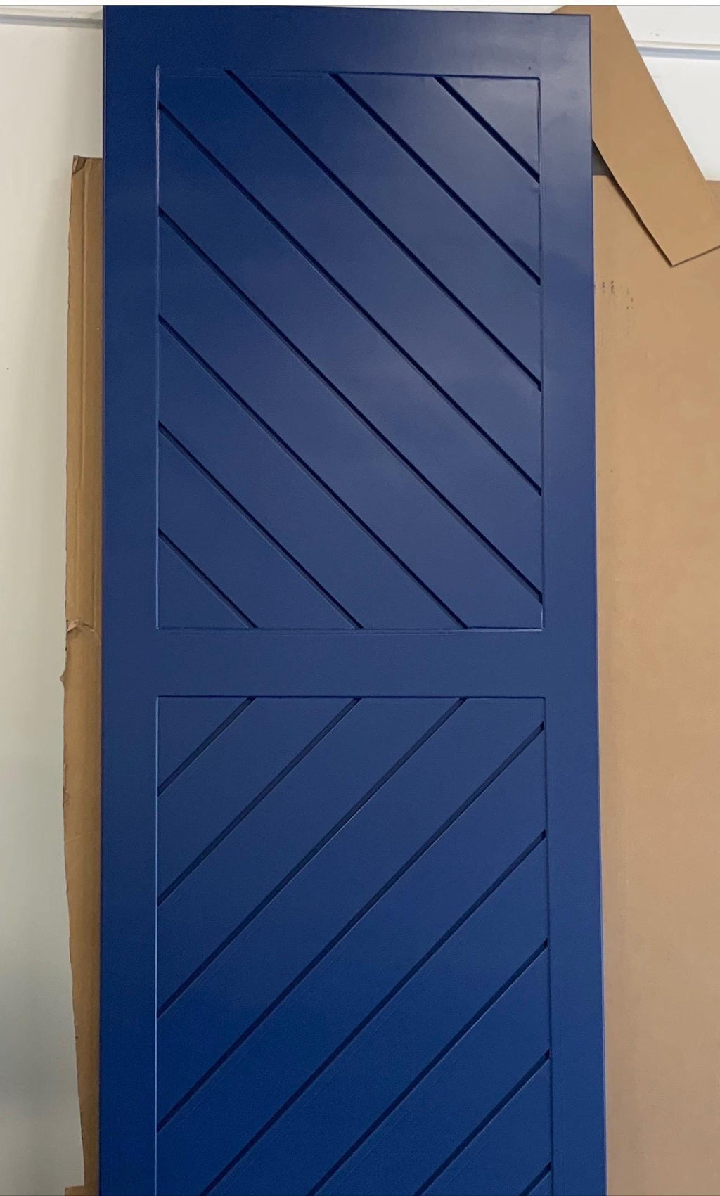 Custom Chevron Panel Barn Door, Modern Painted Wood