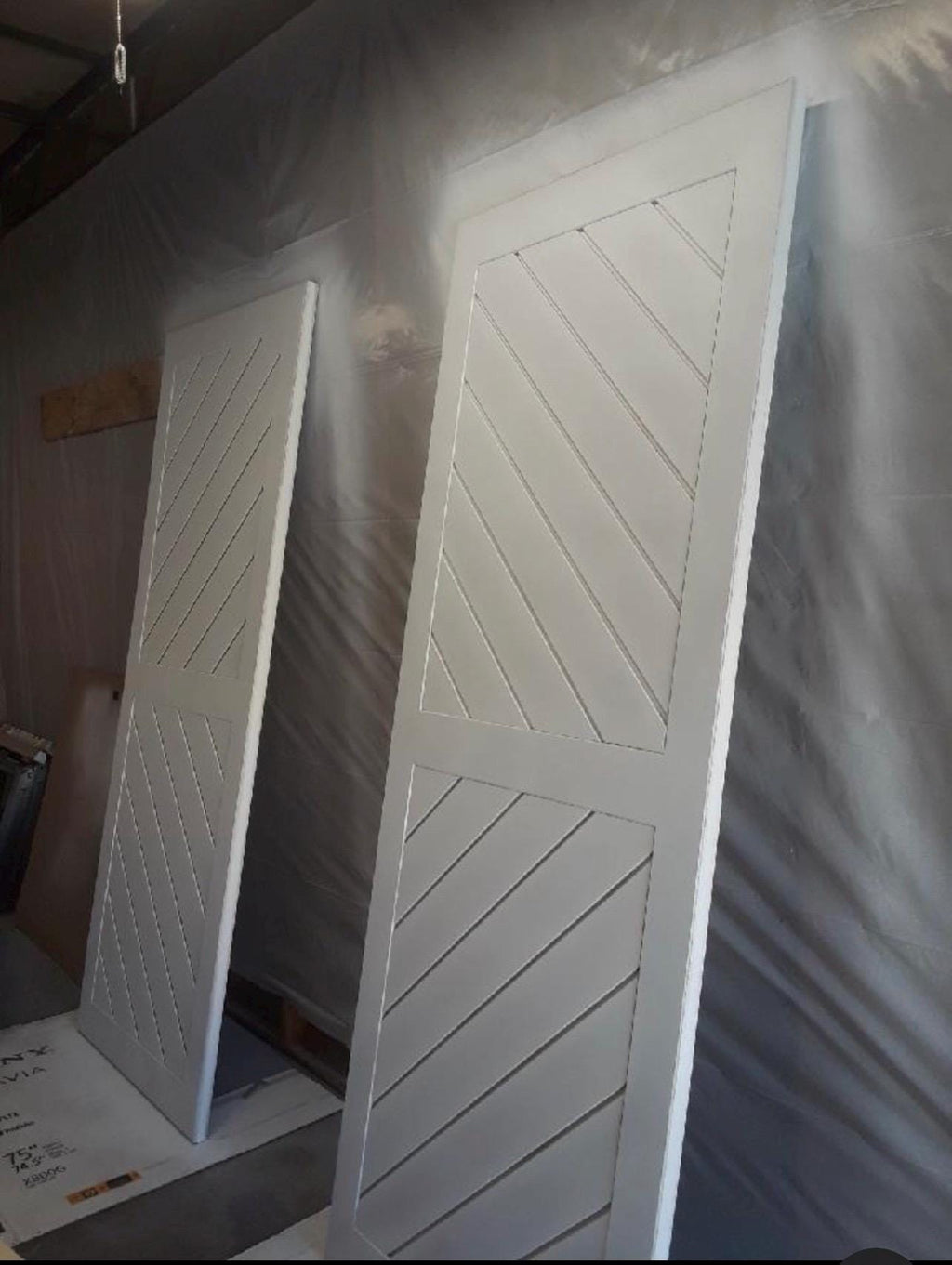 Custom Chevron Panel Barn Door, Modern Painted Wood