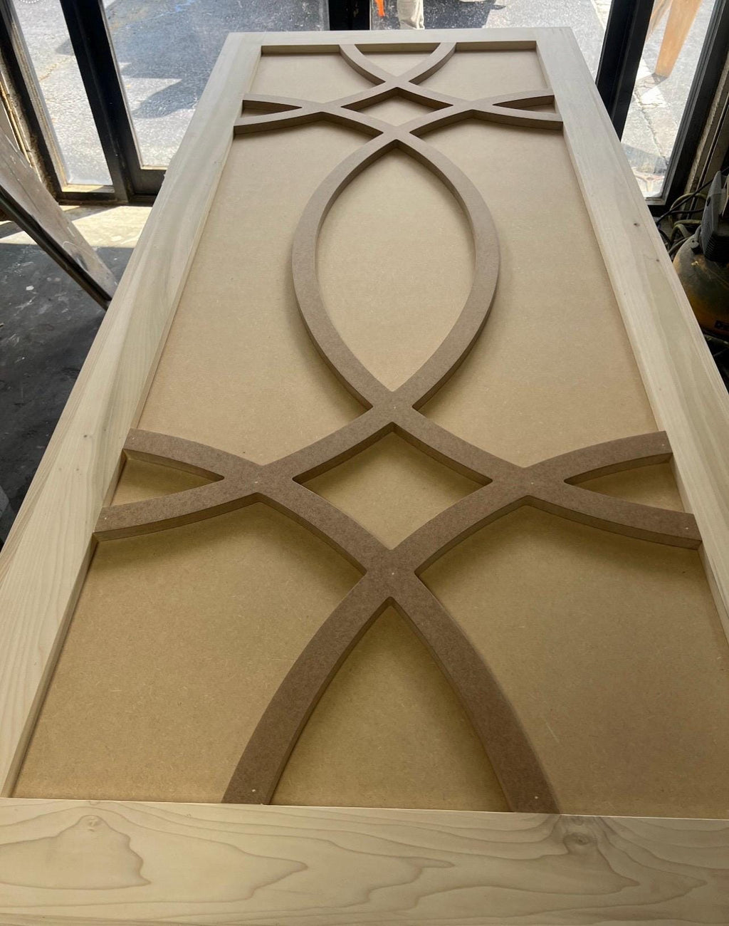 Custom Scroll Sliding Barn Door, Swirl Design Door