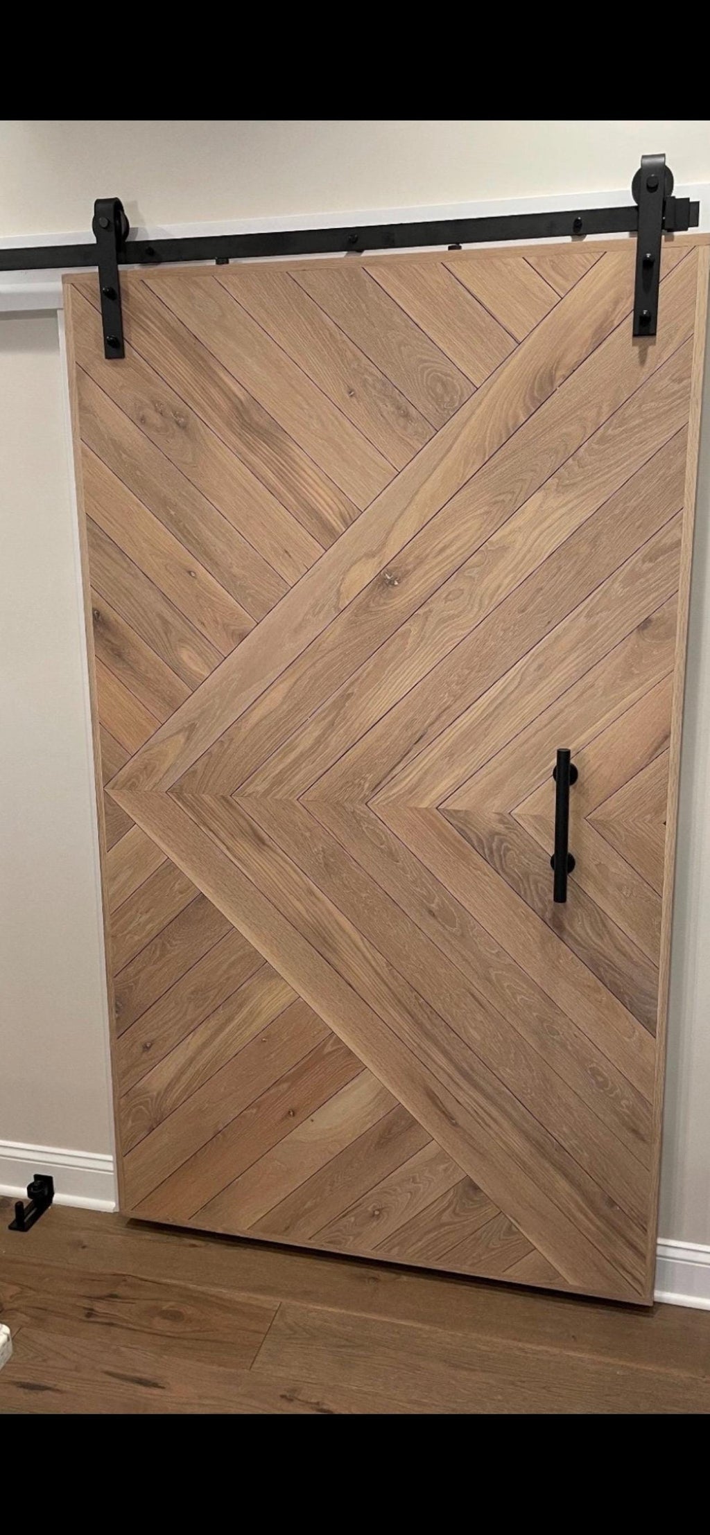 White Oak Chevron Barn Door, Custom Made