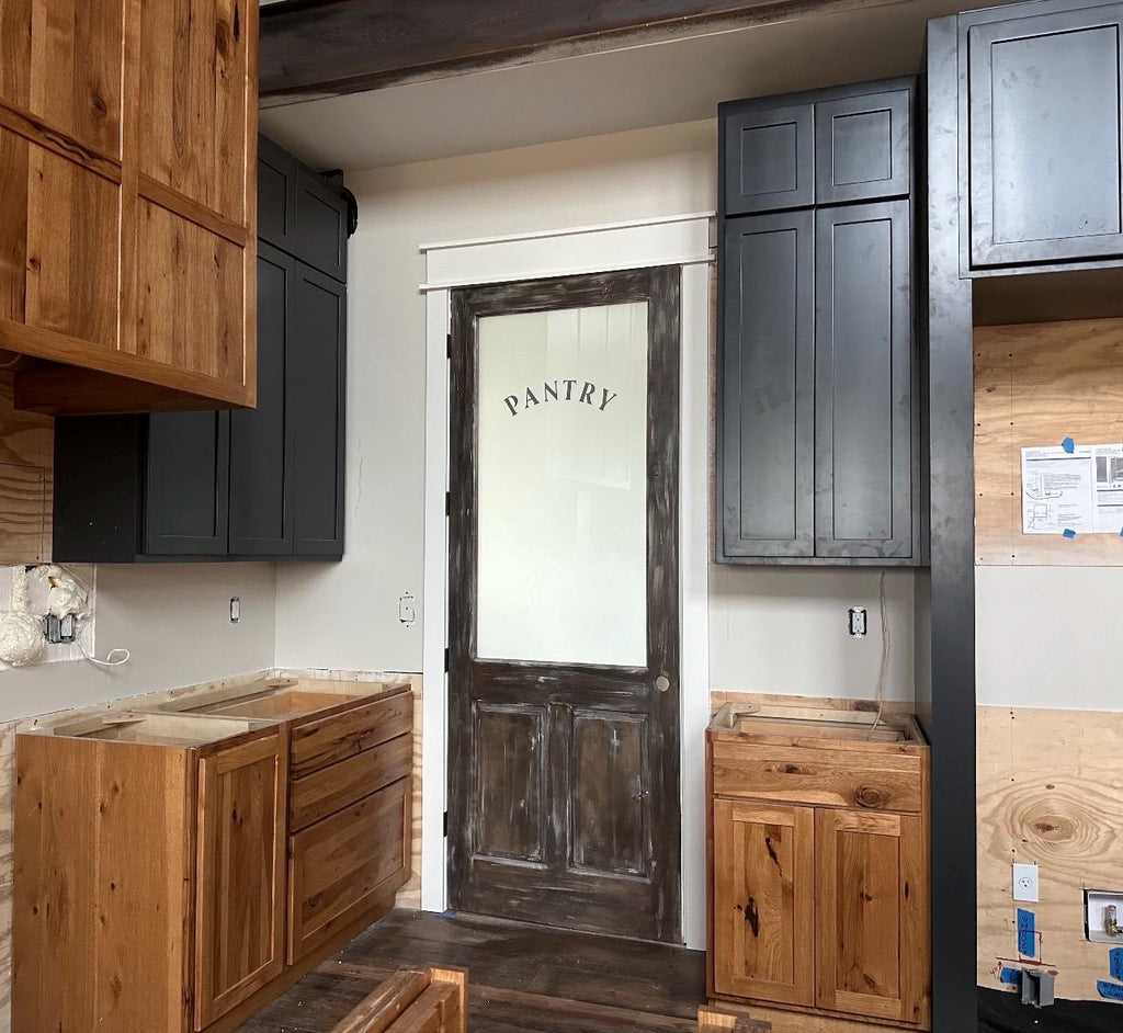 Custom Solid Wood Pantry Door, Raised Panel, Half Lite