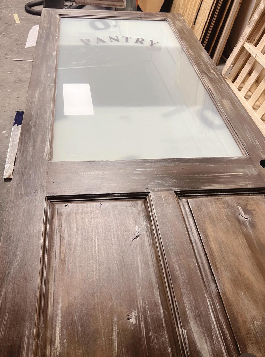 Custom Solid Wood Pantry Door, Raised Panel, Half Lite
