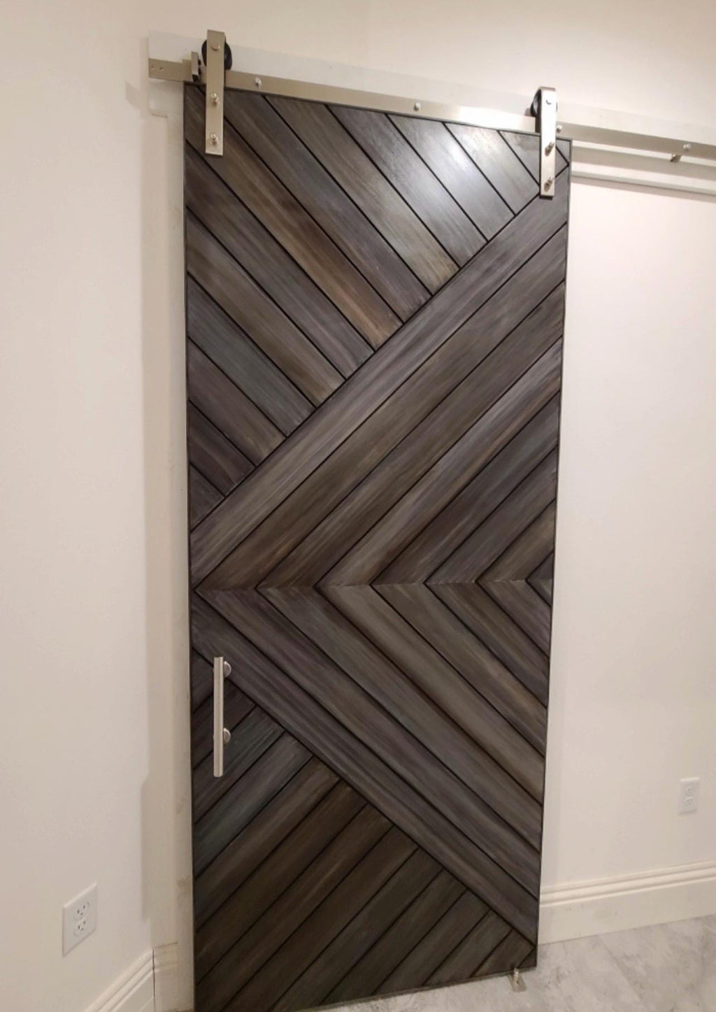 Chevron Barn Door, Modern Aztec Design, Custom Stain Finish