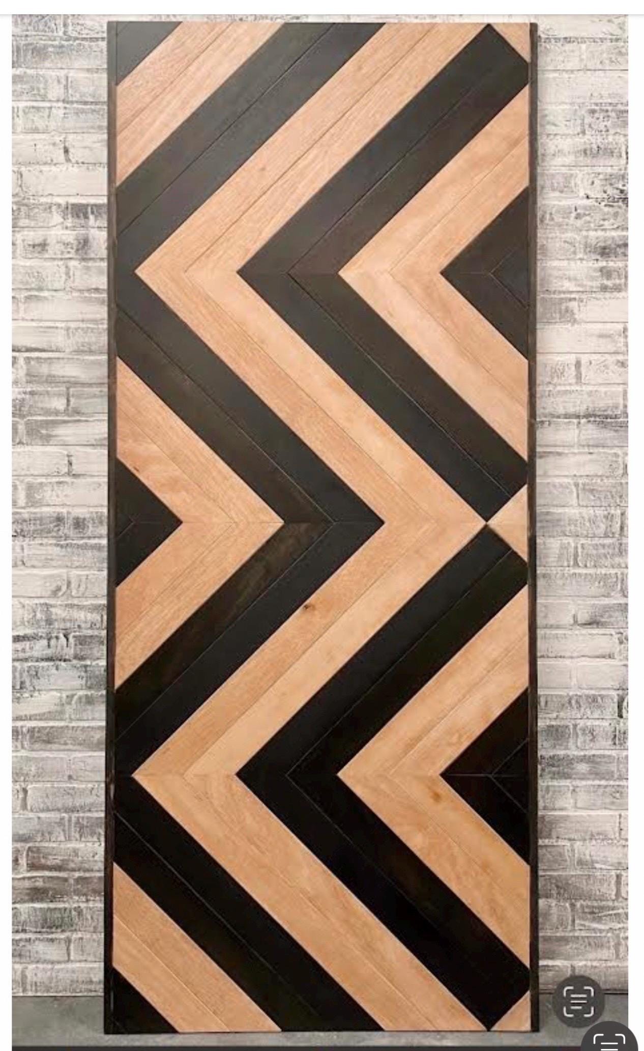 Custom Two-Tone Chevron Barn Door, Modern Interior Door