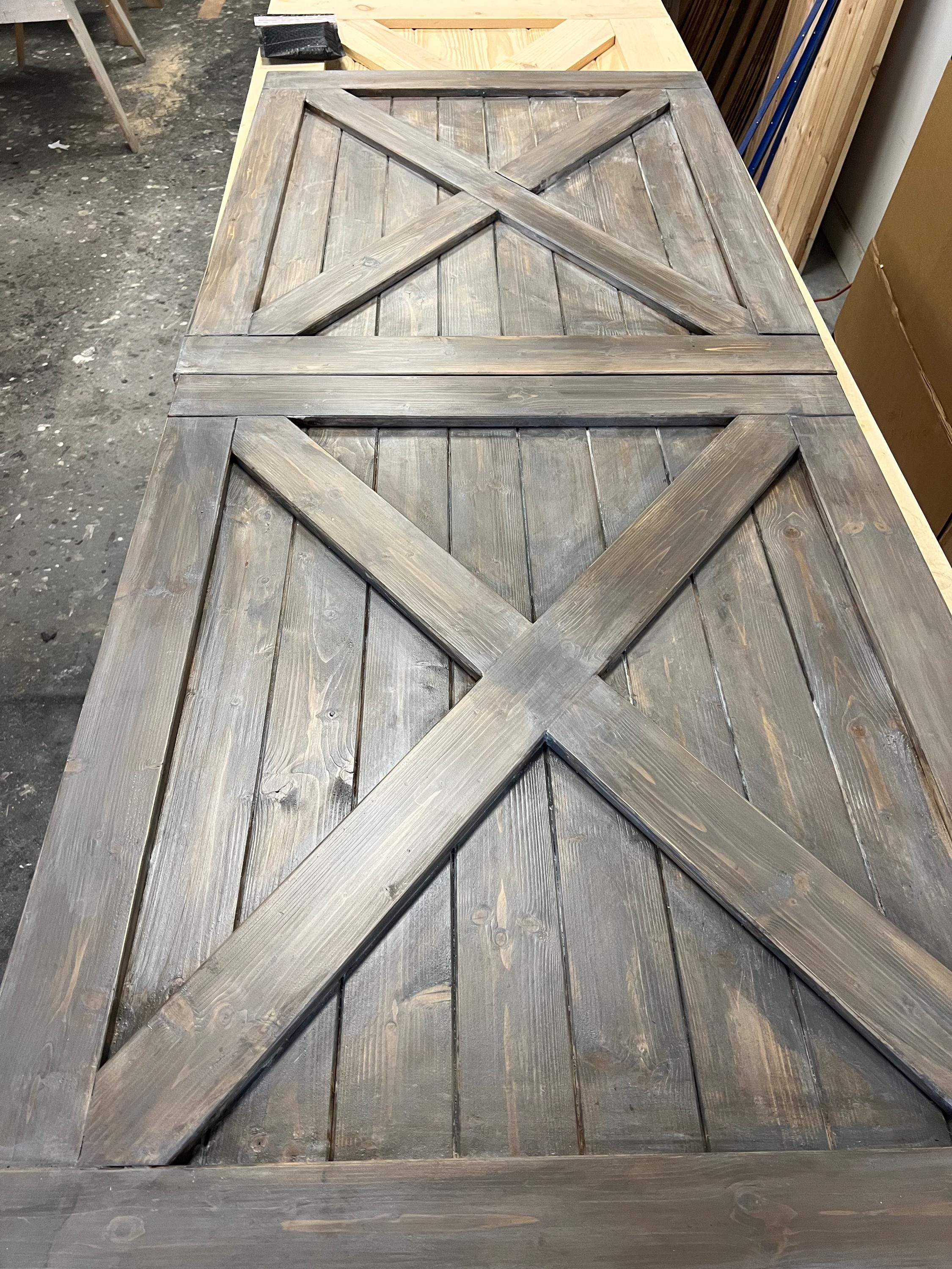 Custom Farmhouse Bottom X Sliding Barn Door, Dark Gray