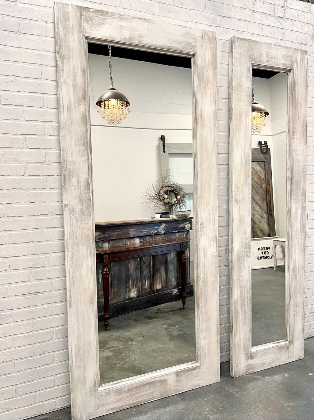 Custom Mirrored Barn Door, Shabby Chic Full Length Mirror