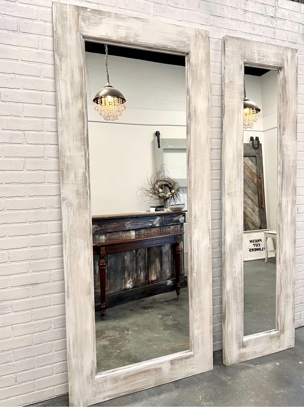 Custom Mirrored Barn Door, Shabby Chic Full Length Mirror