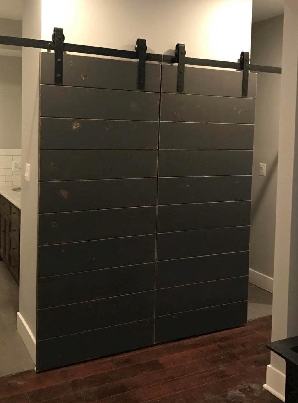 Horizontal Plank Distressed Barn Door