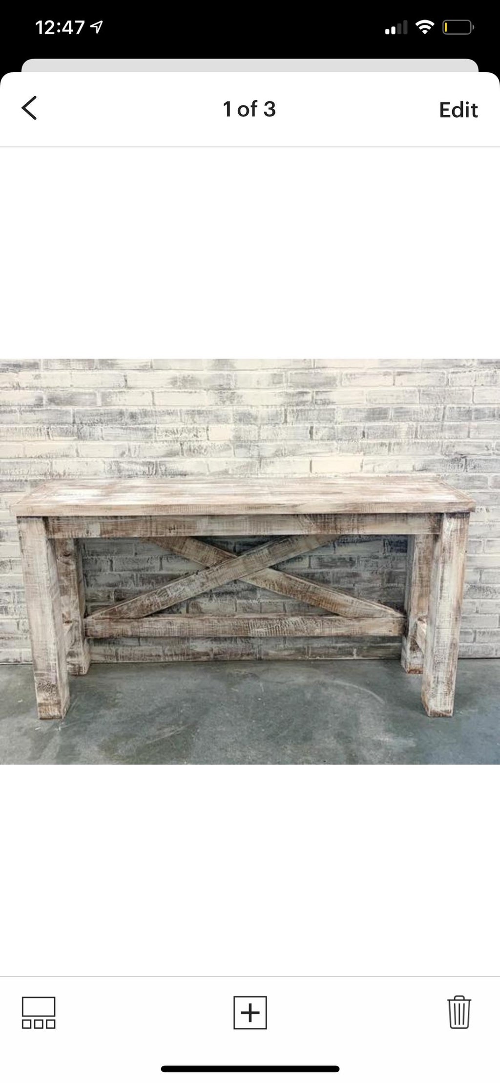 Custom Farmhouse Console Table, Barn Door Finish