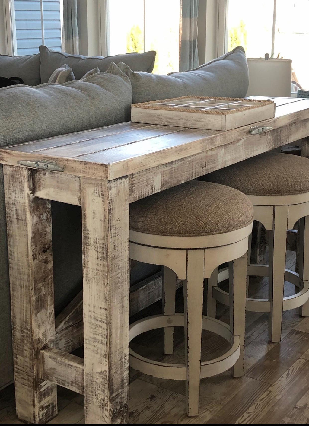 Custom Farmhouse Console Table, Barn Door Finish