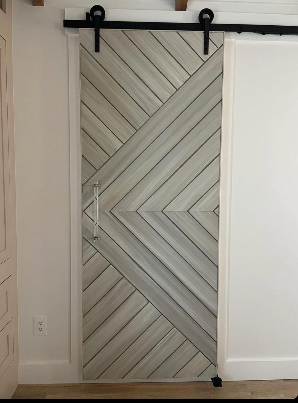 Custom Chevron Arrow Barn Door, Layered Paint Finish