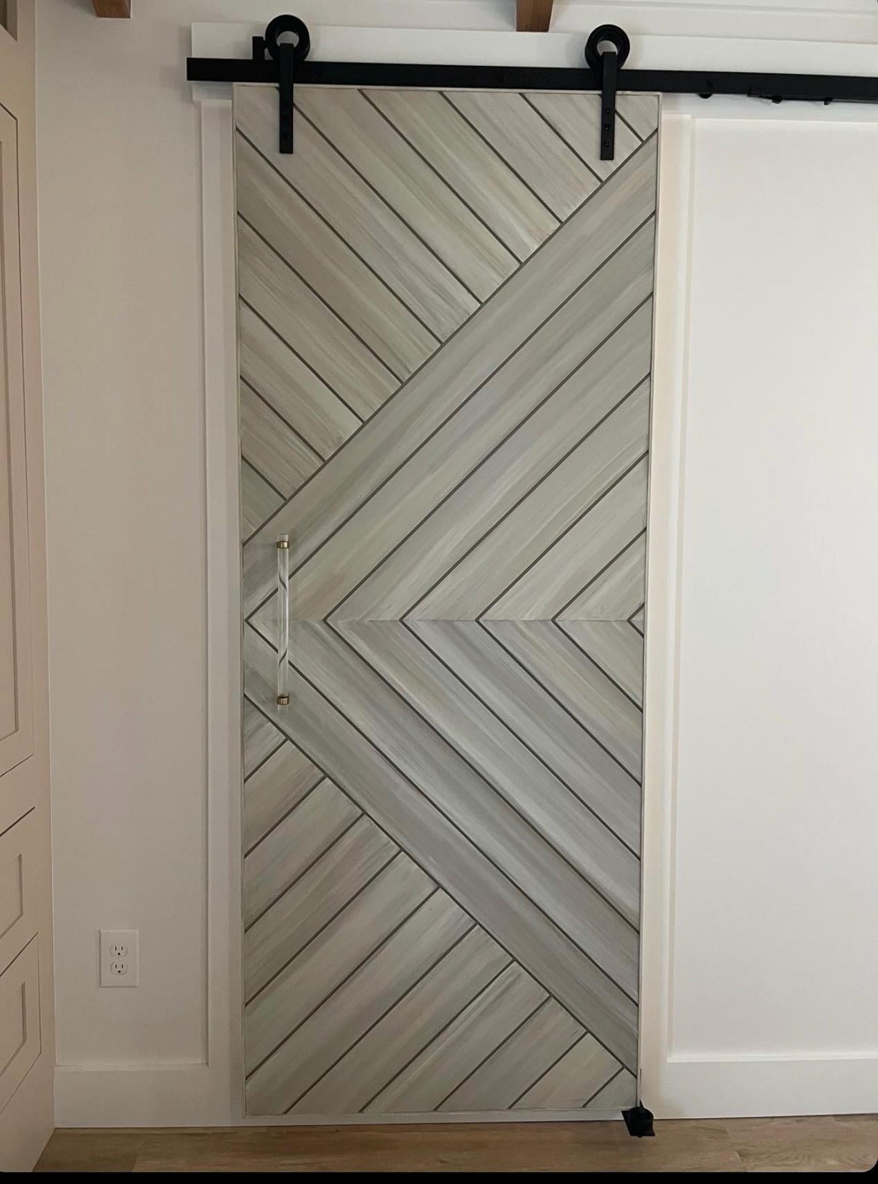Custom Chevron Arrow Barn Door, Layered Paint Finish