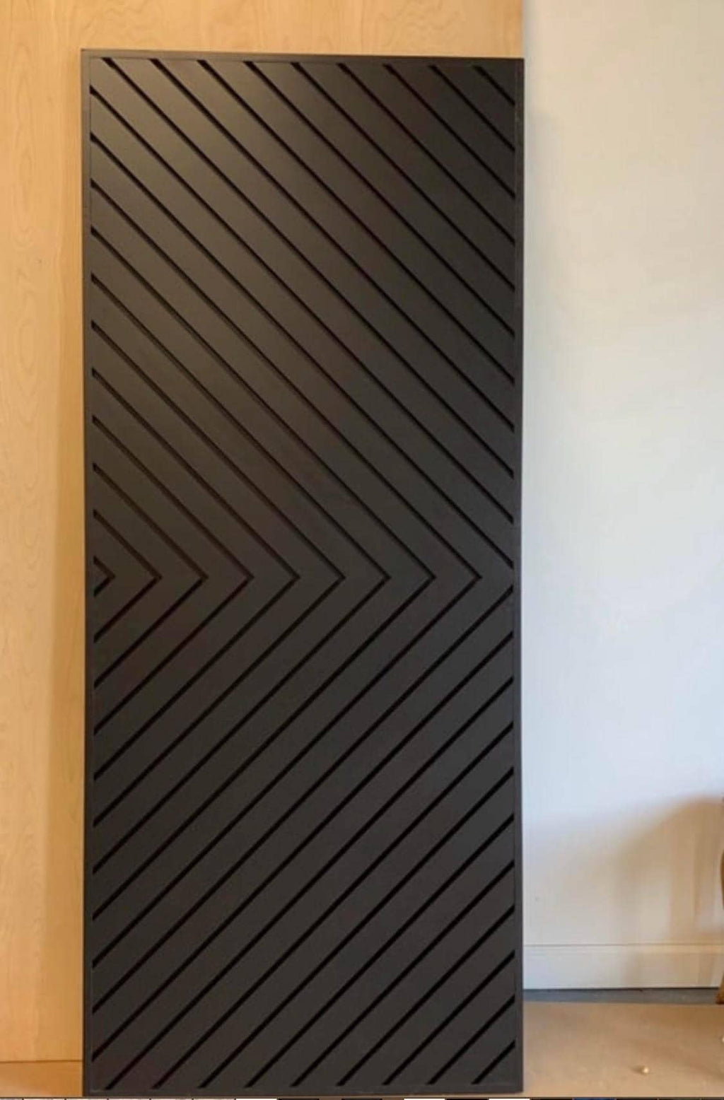 Custom Modern Chevron Barn Door, White Painted Arrow Design