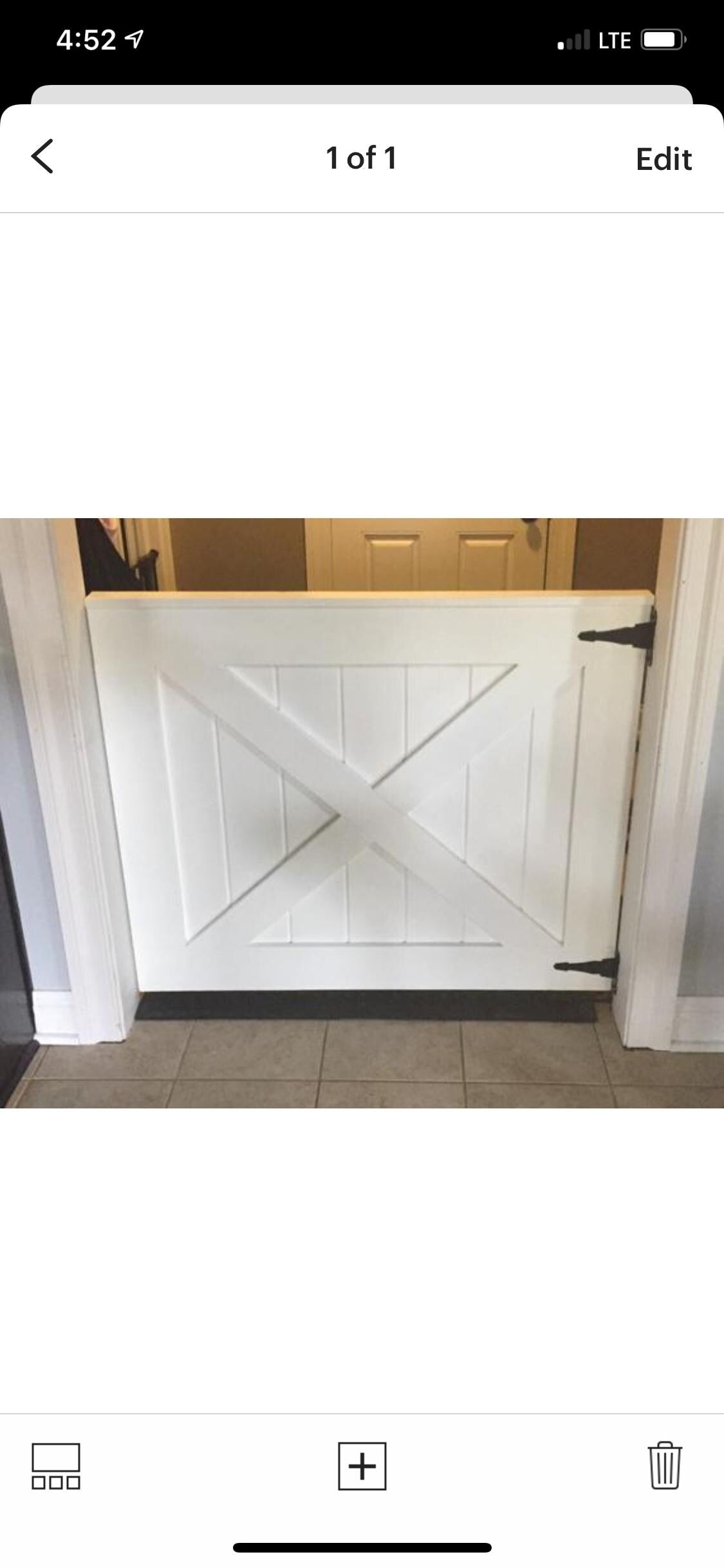 White Barn Door Baby Gate, Industrial Steel Hardware, Custom Sized