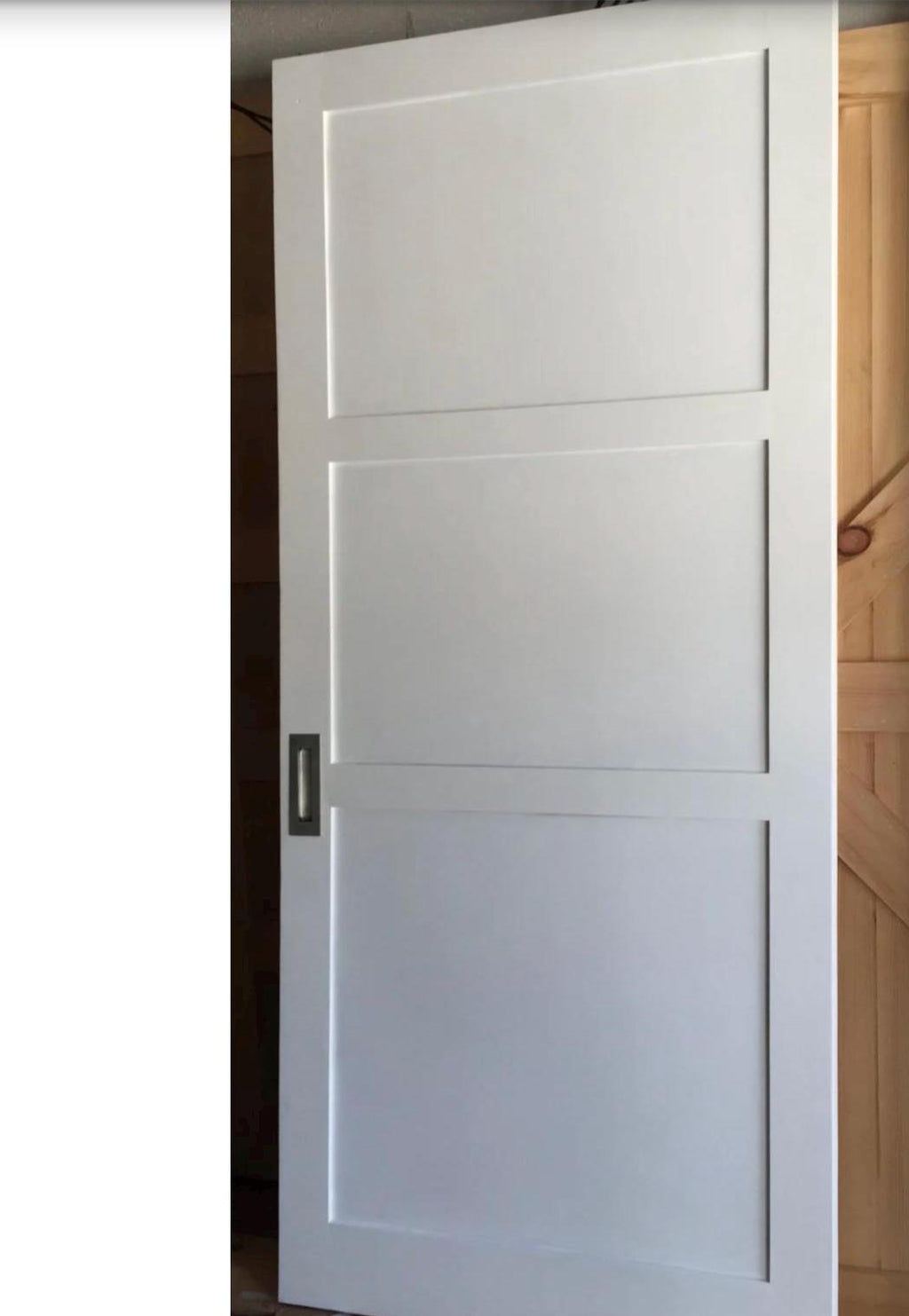 White Three Panel Sliding Barn Door