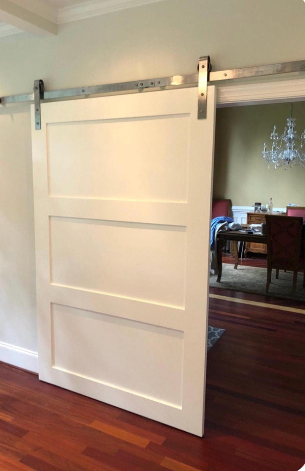 White Three Panel Sliding Barn Door