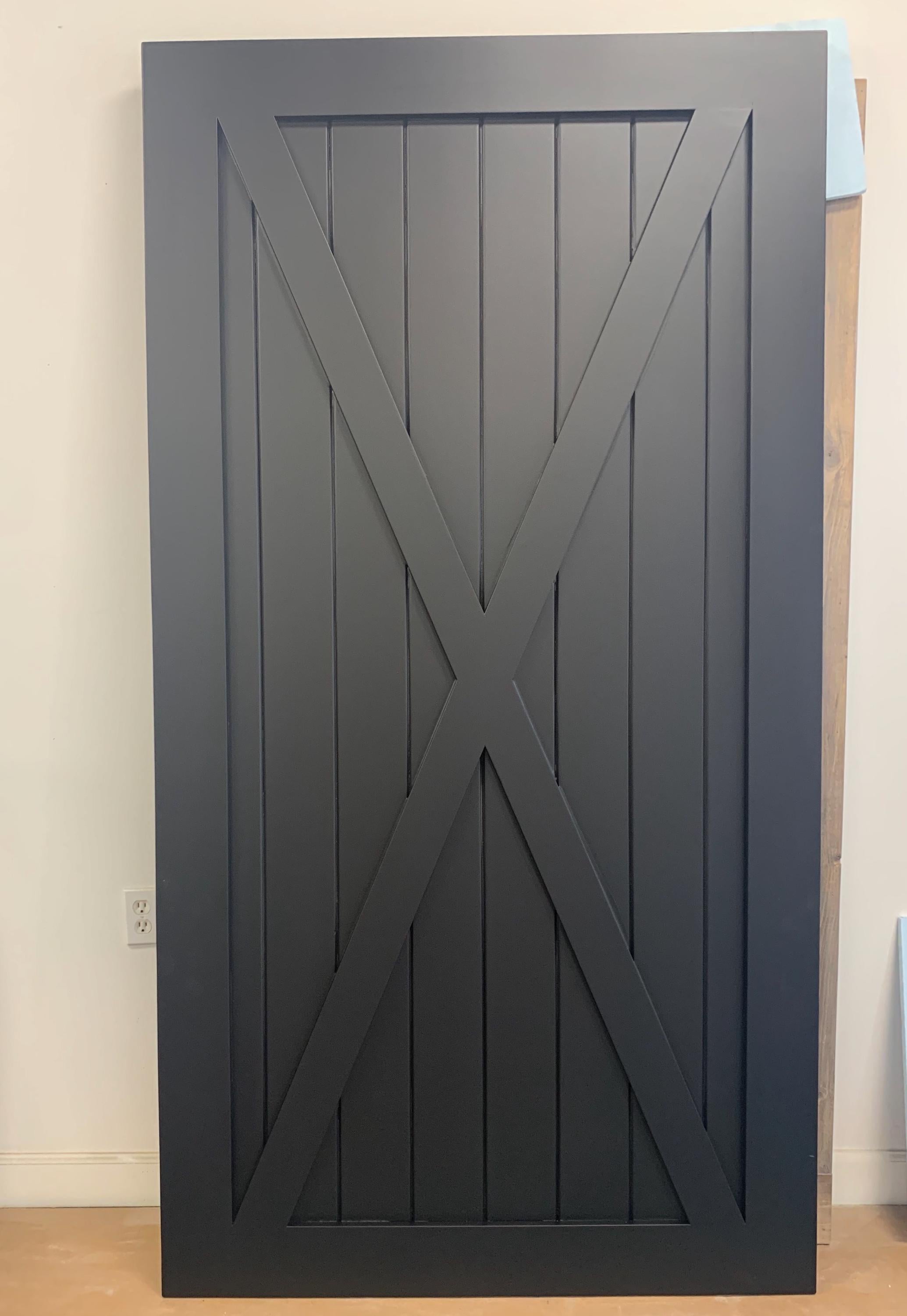 Custom Full X Barn Door, Black Painted Finish