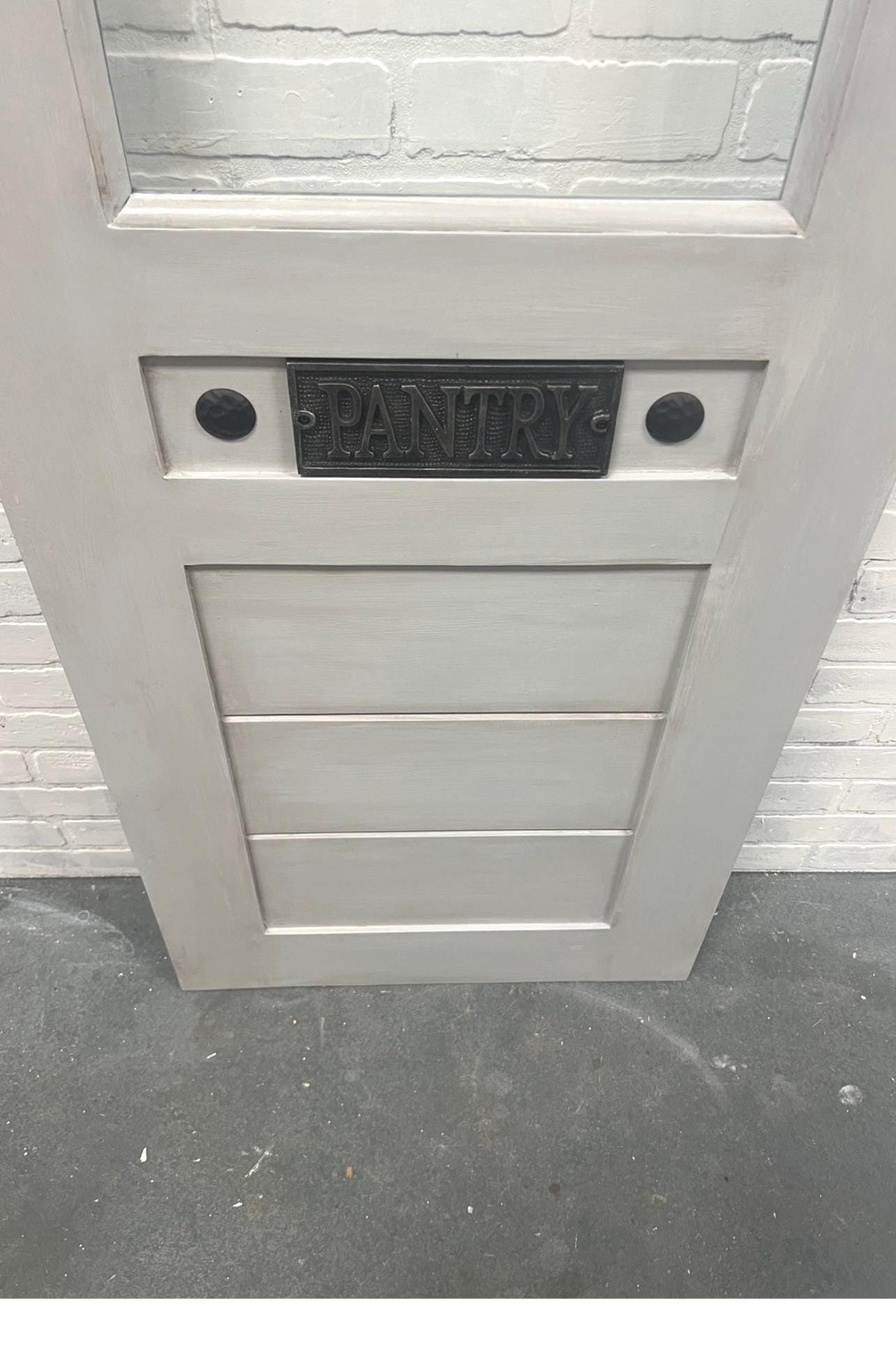 Custom Solid Wood Glass Pantry Door, Antique Design