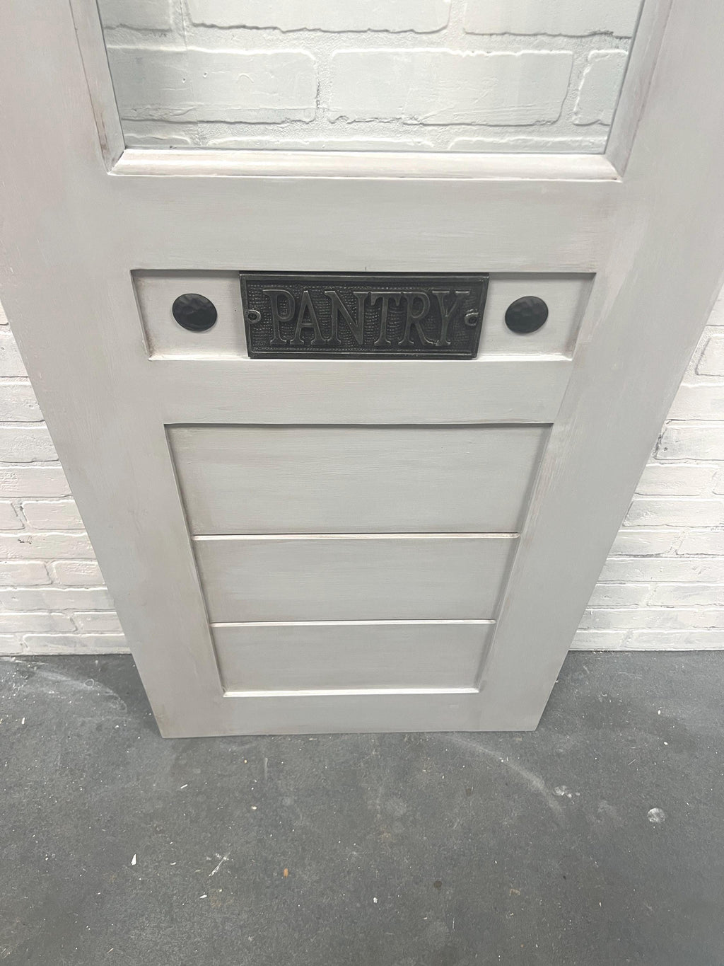 Custom Solid Wood Glass Pantry Door, Antique Design