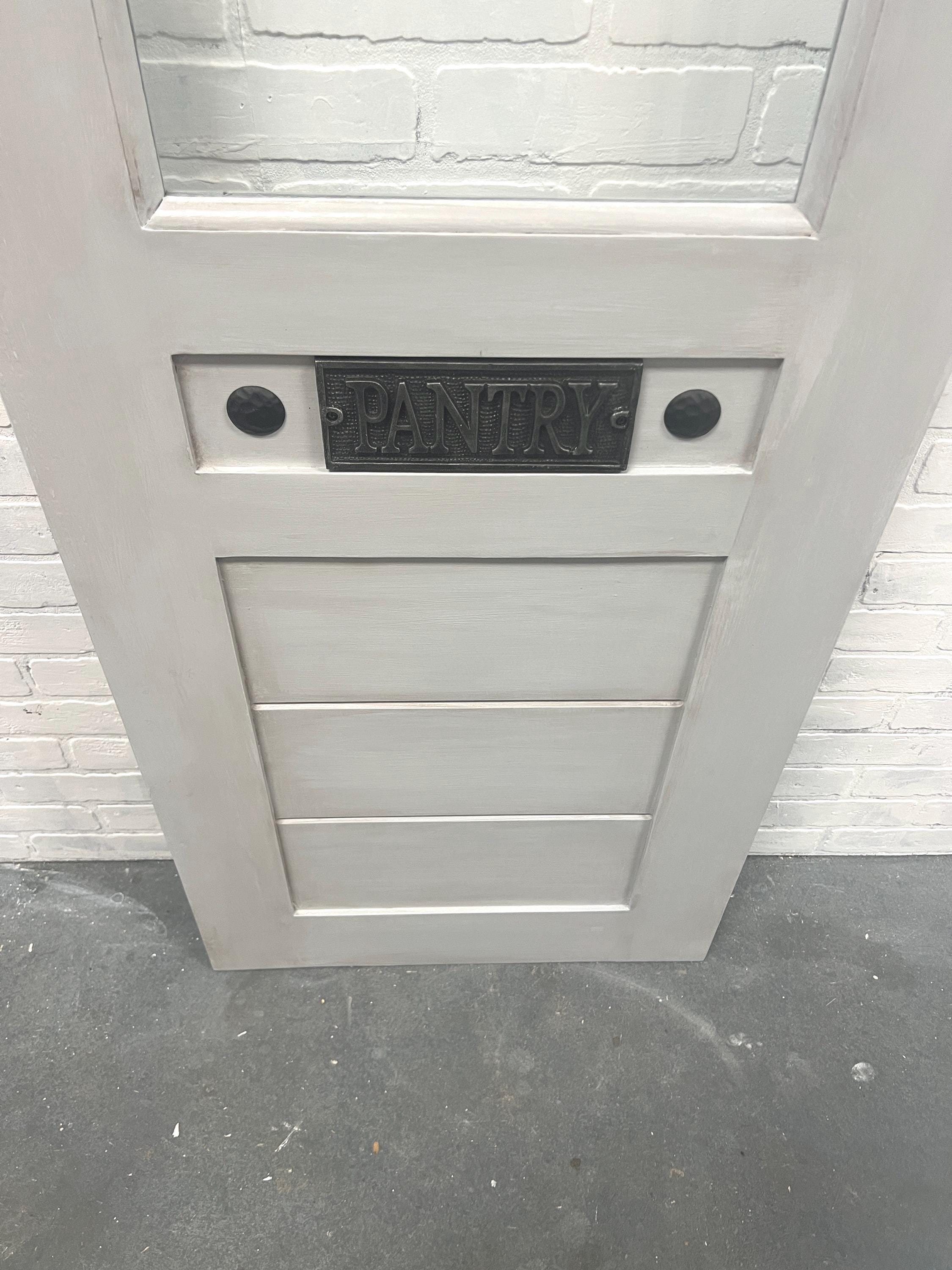 Custom Solid Wood Glass Pantry Door, Antique Design