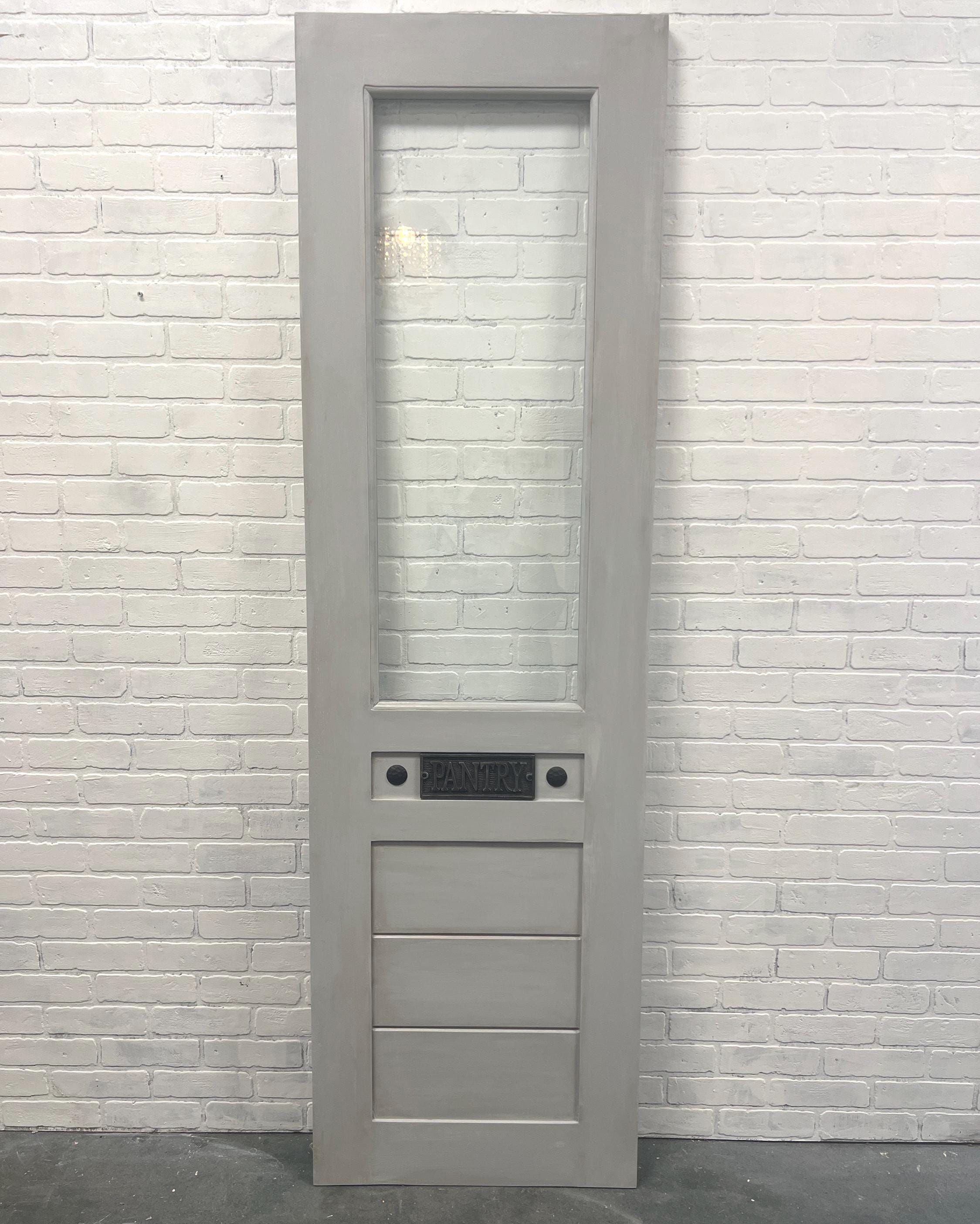 Custom Solid Wood Glass Pantry Door, Antique Design