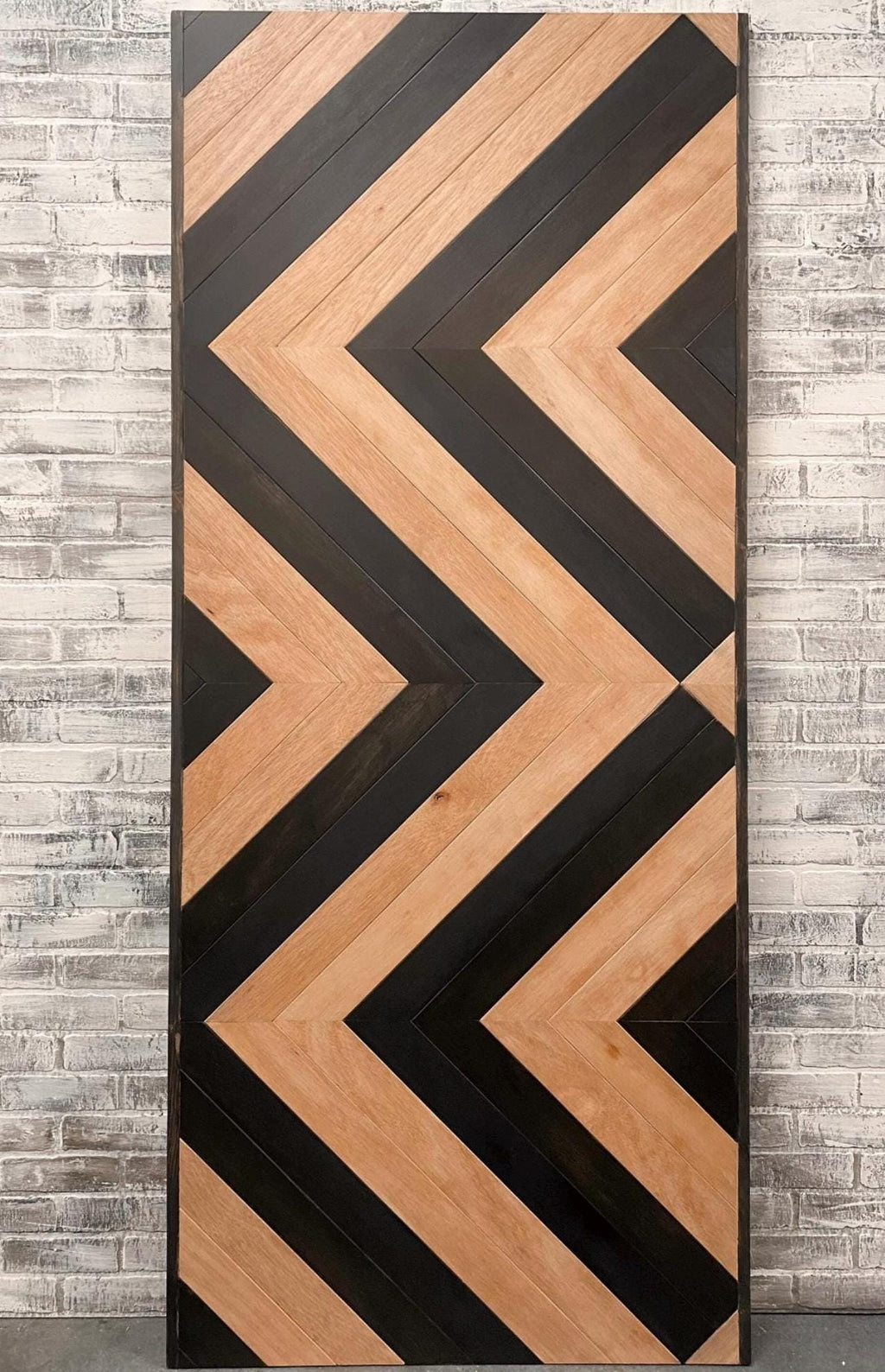 Custom Two-Tone Chevron Barn Door, Modern Interior Door