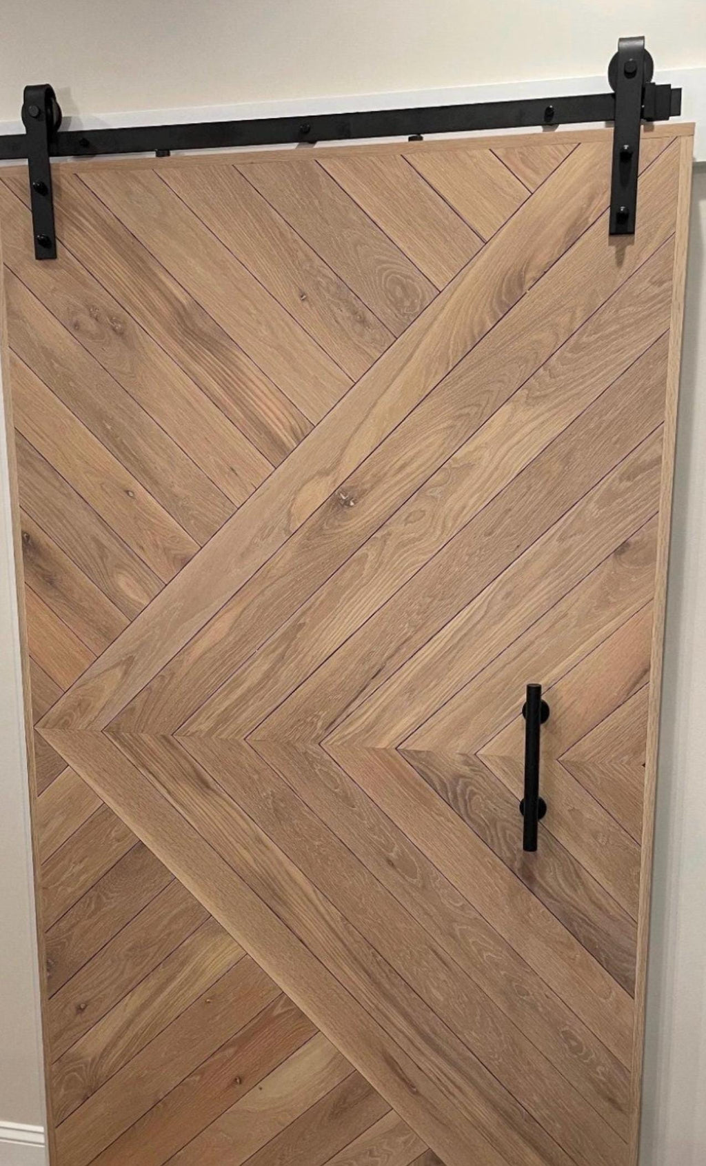 White Oak Chevron Barn Door, Custom Made