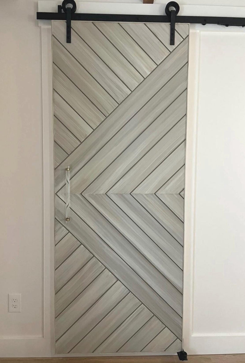 Custom Chevron Arrow Barn Door, Layered Paint Finish