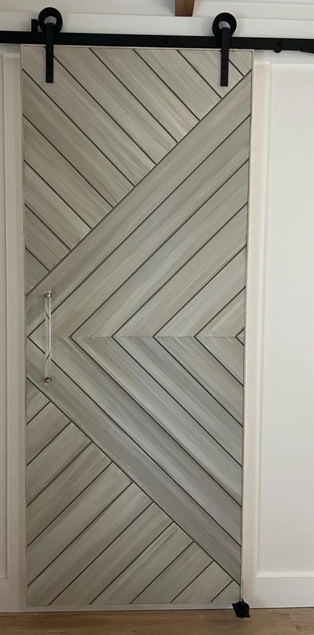 Custom Chevron Arrow Barn Door, Layered Paint Finish